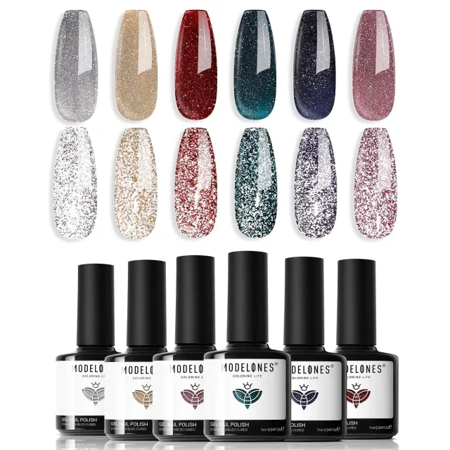 Modelones Fall Winter Shimmer Sparkle gellack 6-pack glitter