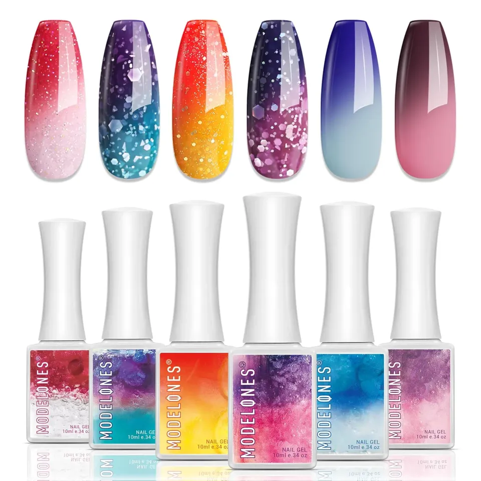 Modelones Neon Color Changing gellack 6-pack röd rosa blå