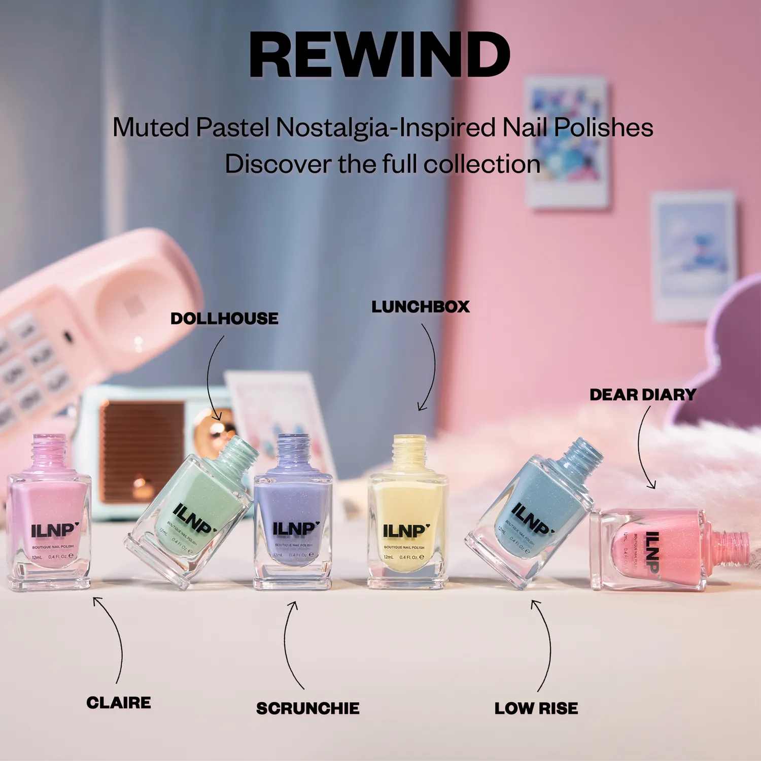 ILNP Rewind Dear Diary nagellack sherbetrosa holografiskt