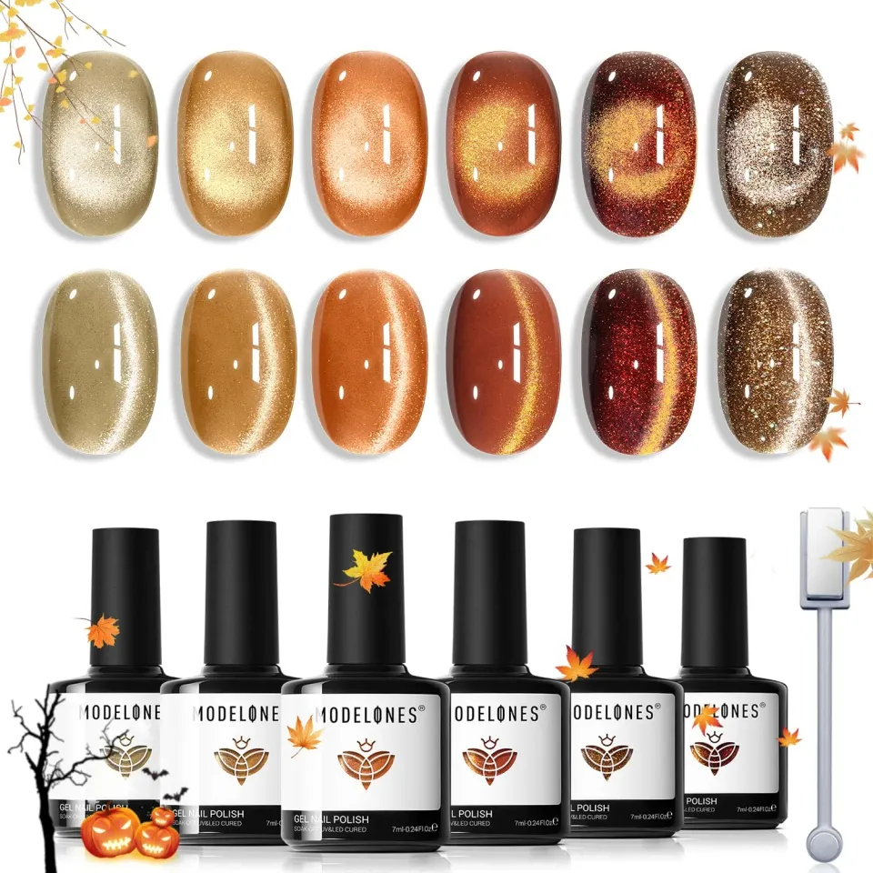 Modelones Fall Cat Eye gellack 6x7 ml orange nude brun