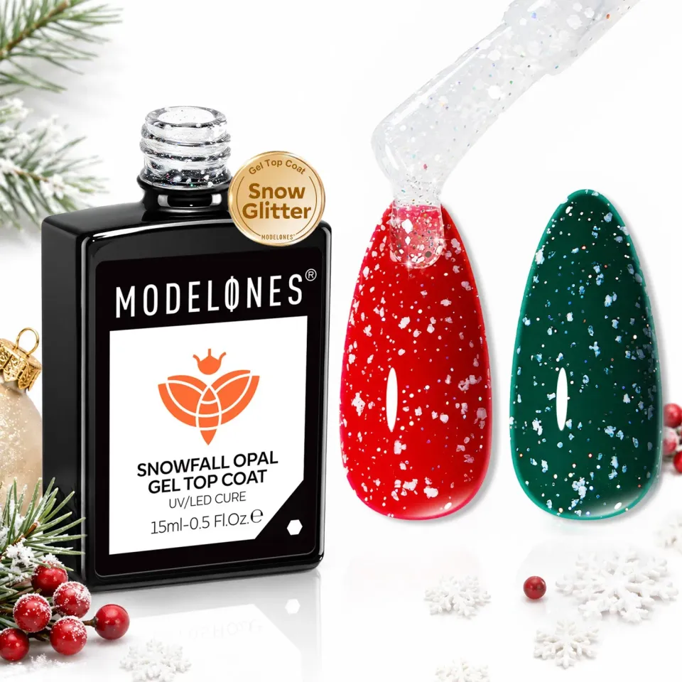Modelones Snowflake glitter topplack gel snöglitter