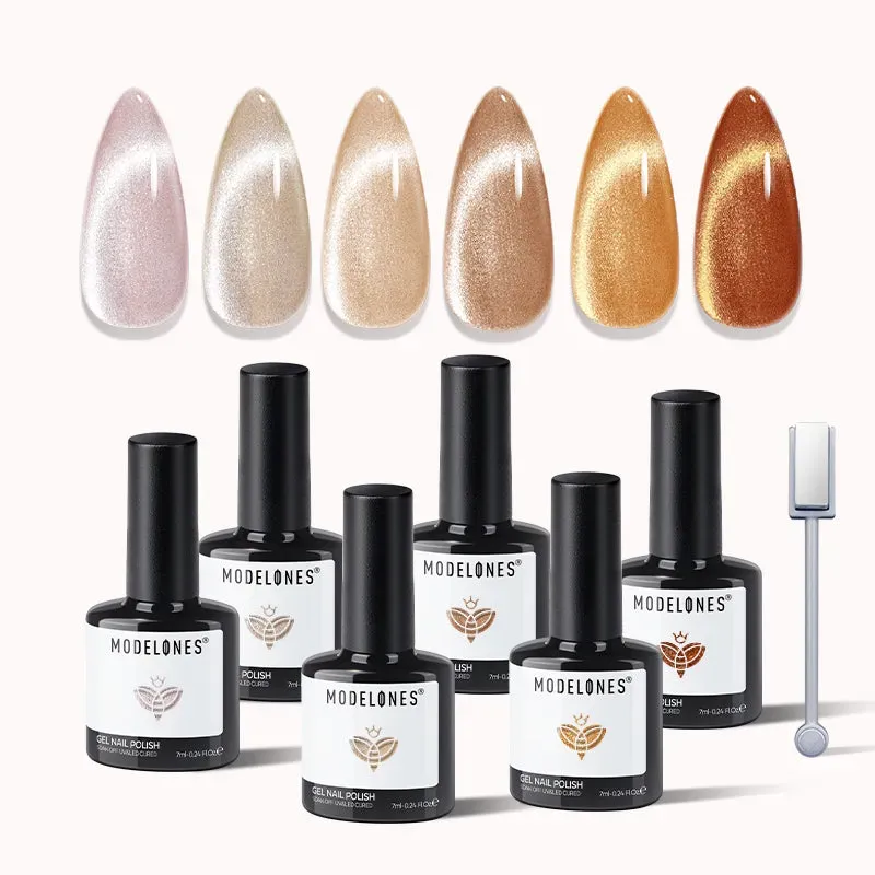 Modelones Sun Glow gellack 6-pack cat eye brun