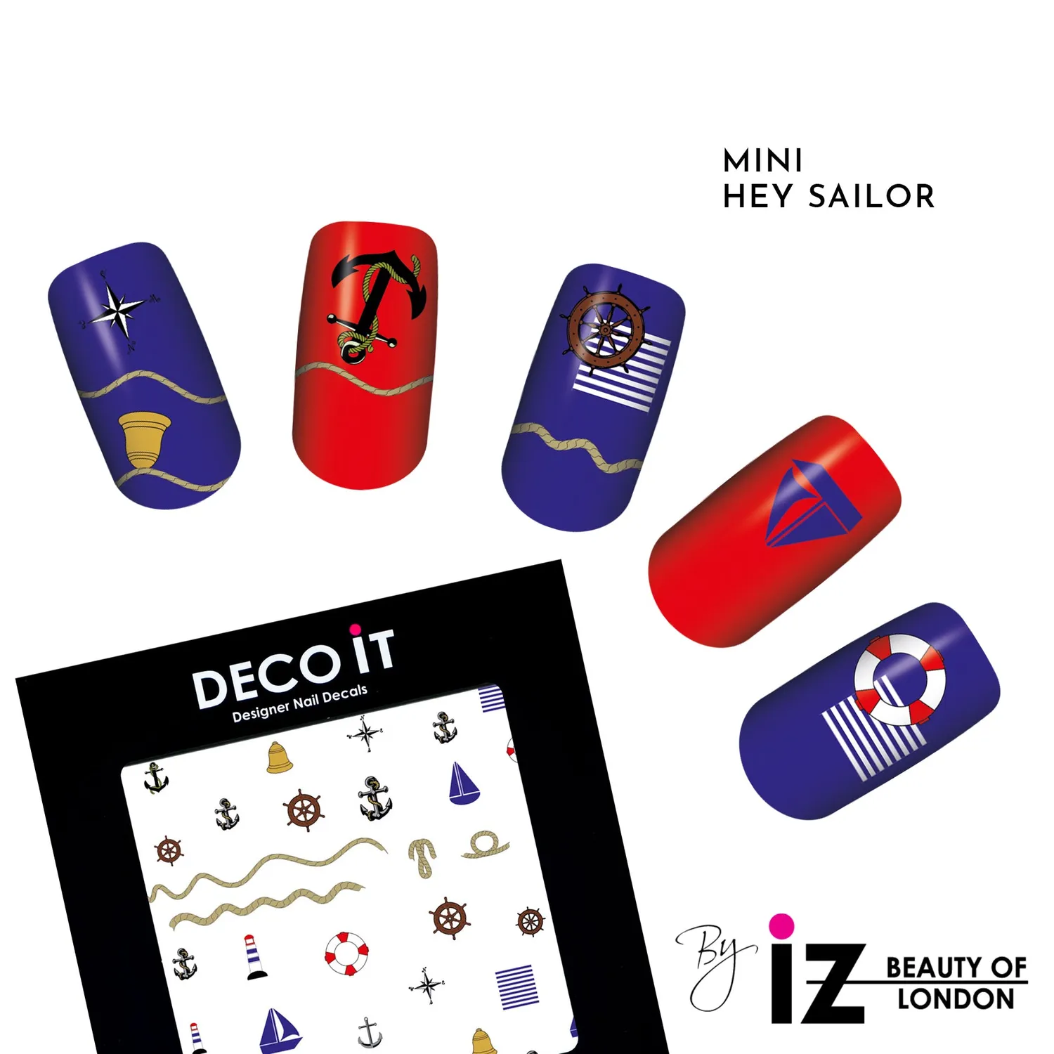 Iz Beauty Mini Hey Sailor nageldekalar 30 st nautisk