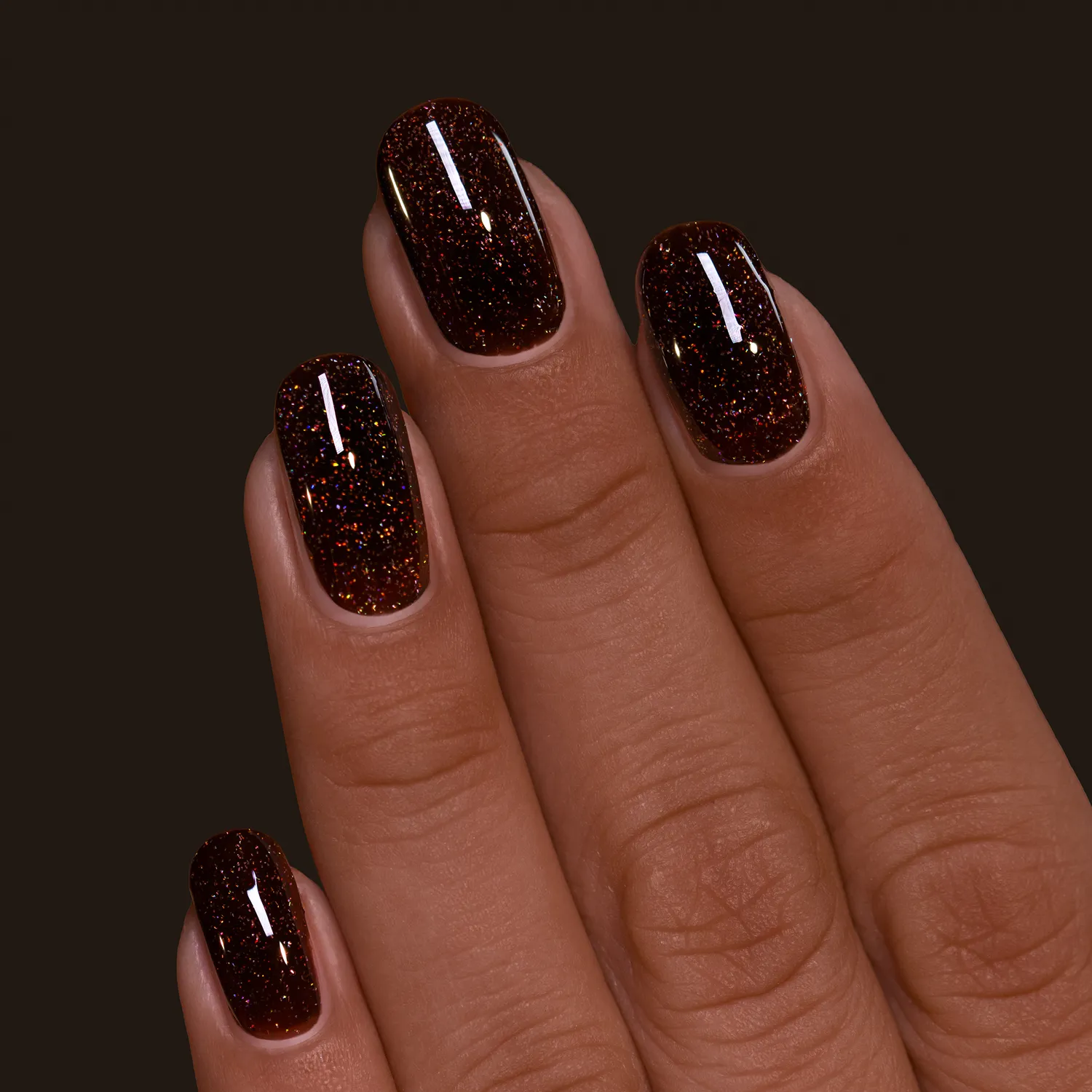 ILNP Bear Hug nagellack brun jelly holo