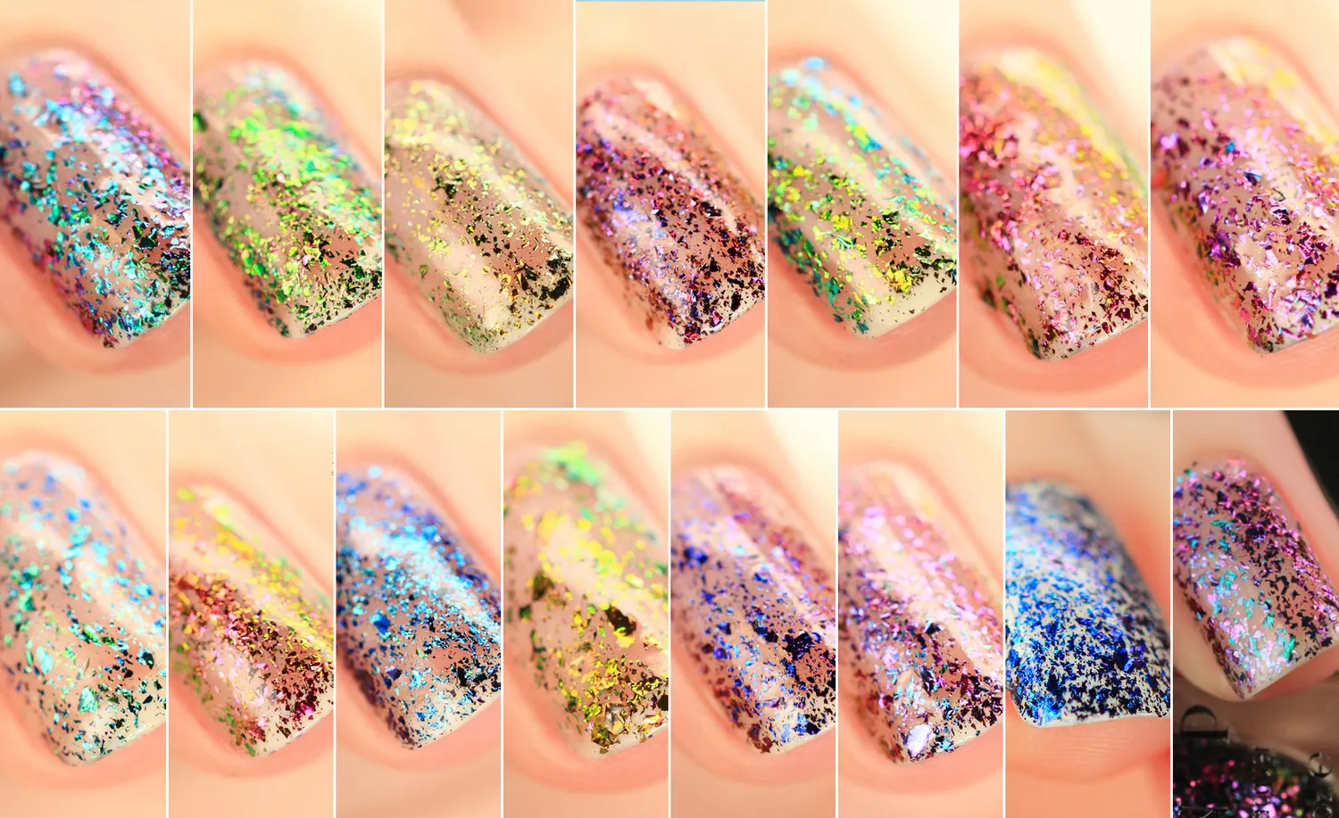 ILNP Ultra Chrome Flakies nagellack 15-pack krom