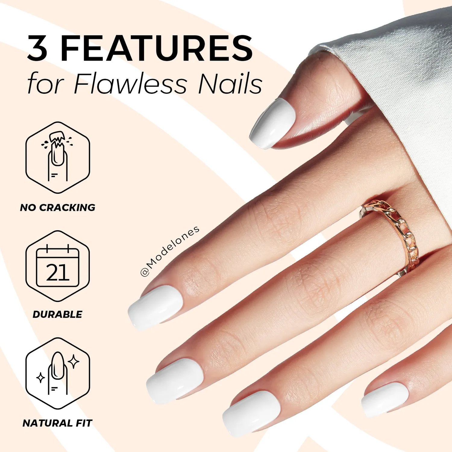 Modelones Duo Square lösnaglar beige-vit
