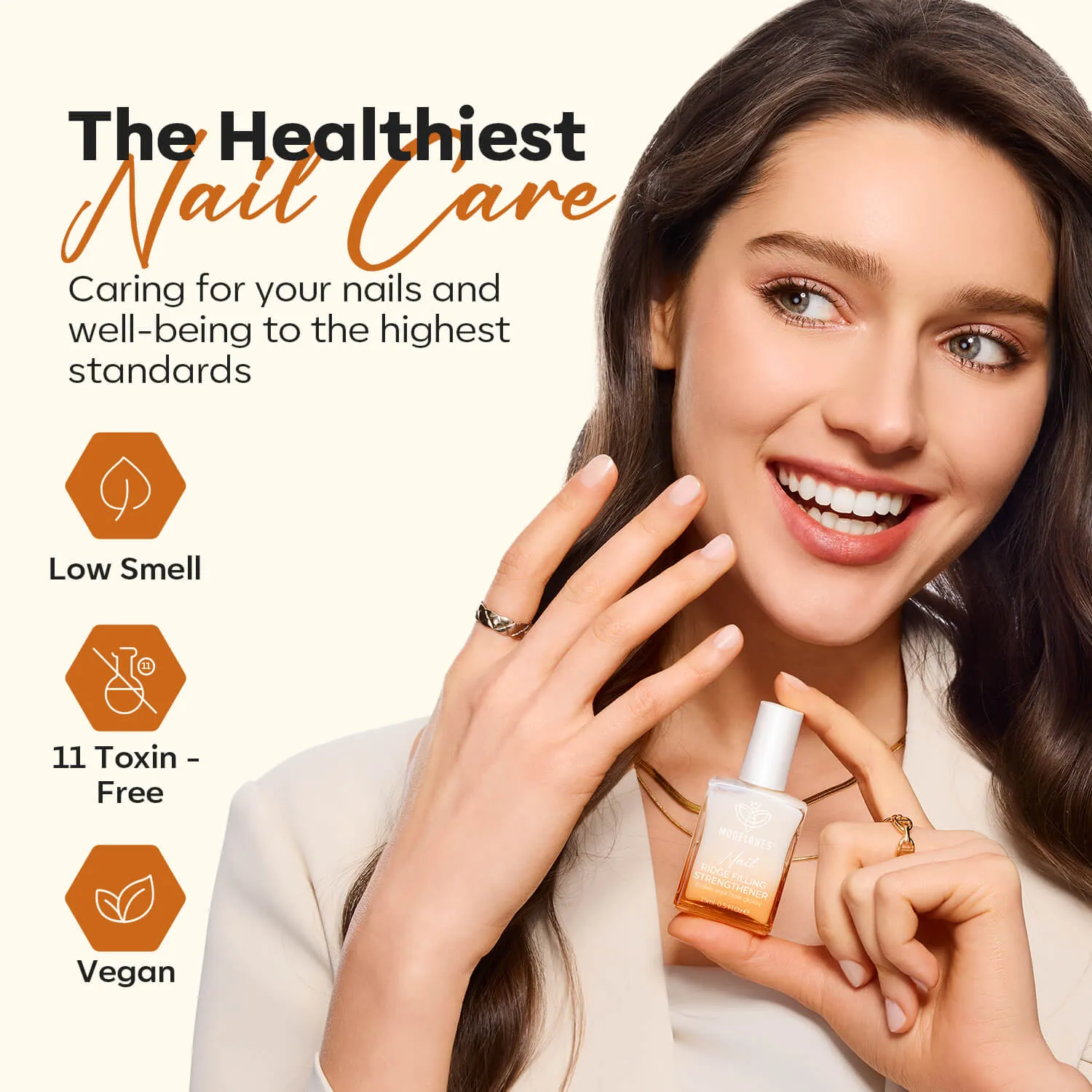 Modelones Nail Care nagelstärkare Light Brown för fåror