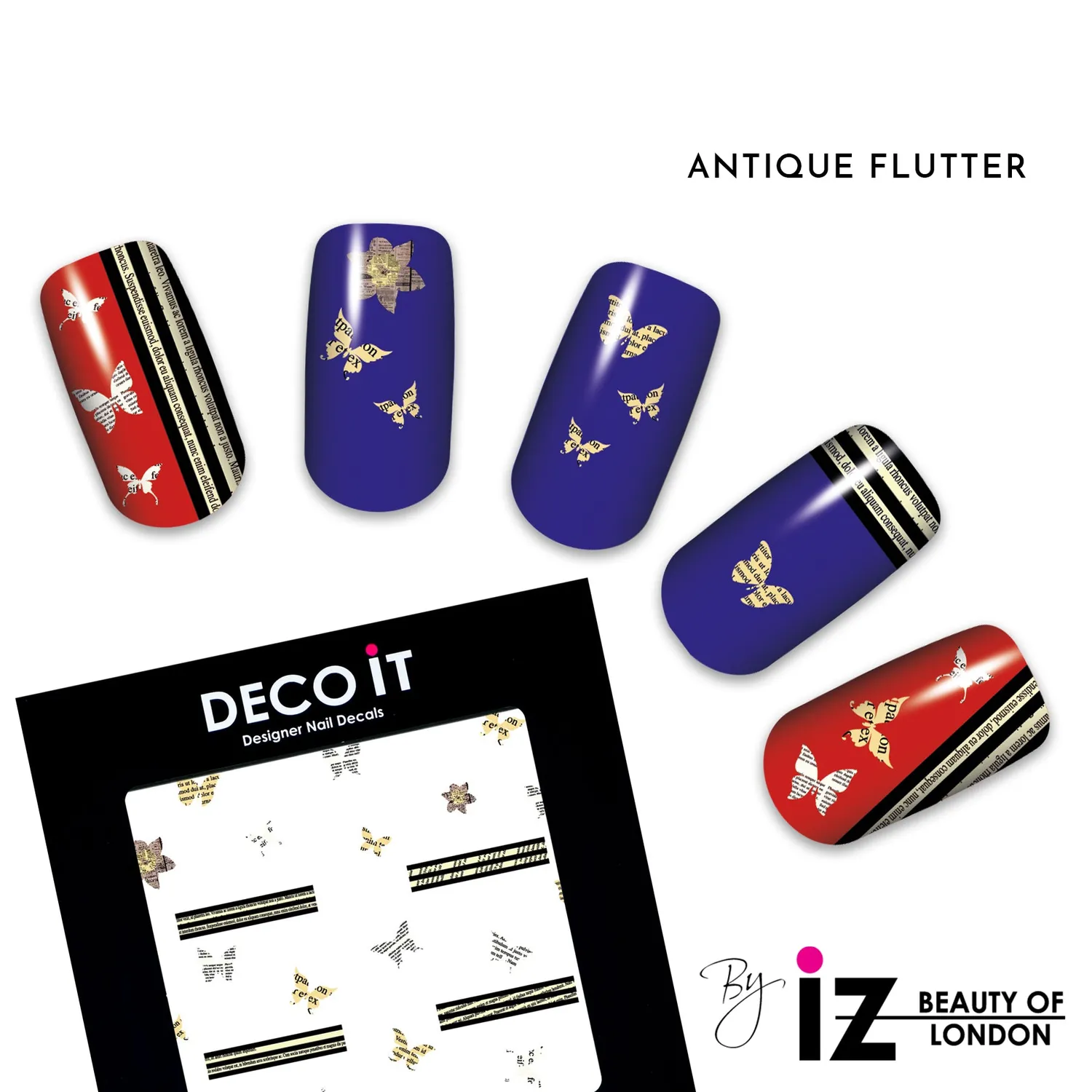 Iz Beauty MINI Antique Flutter nageldekaler 30 st vintage