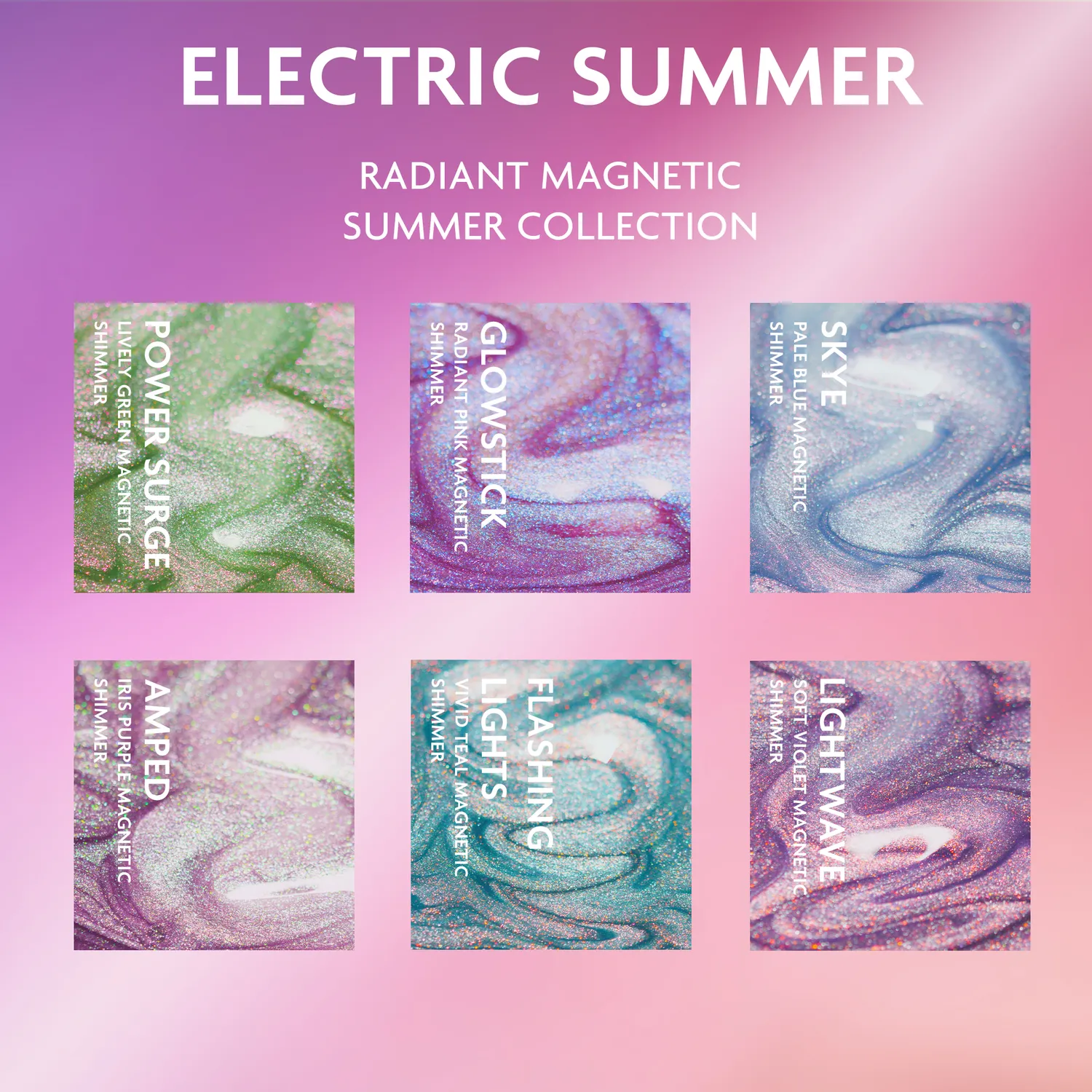 ILNP Electric Summer nagellack set 6-pack magnetiskt