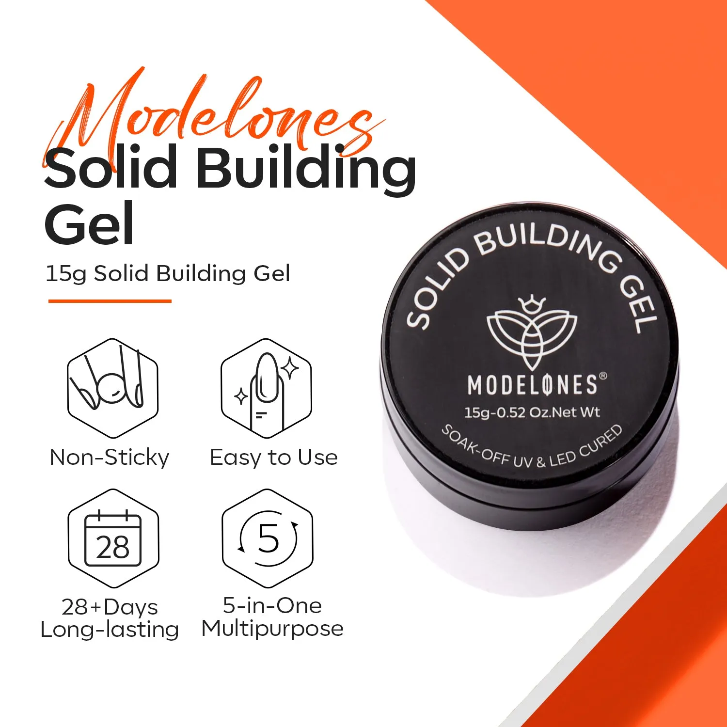 Modelones Solid Builder Gel 15g transparent byggel