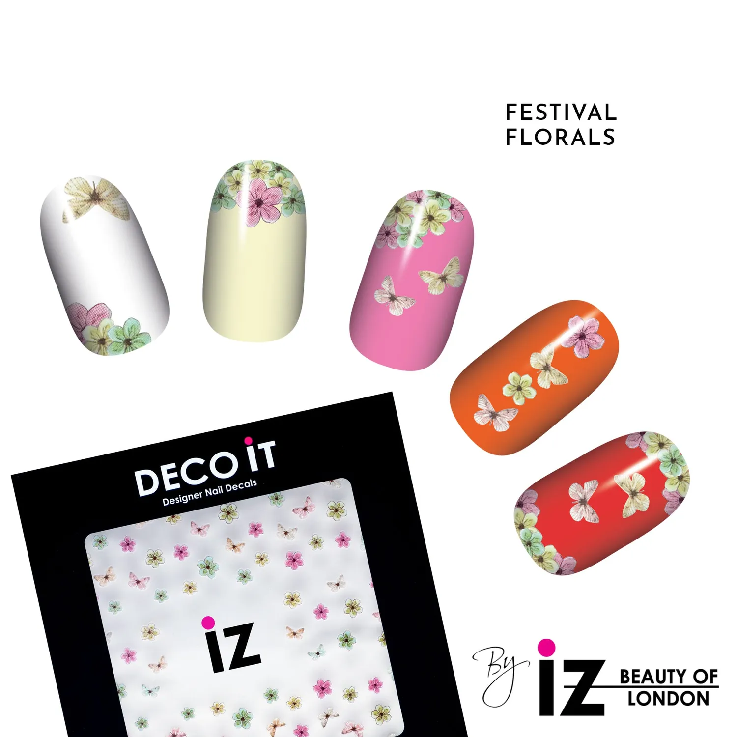 Iz Beauty Festival Florals nageldekaler 100-pack pastell