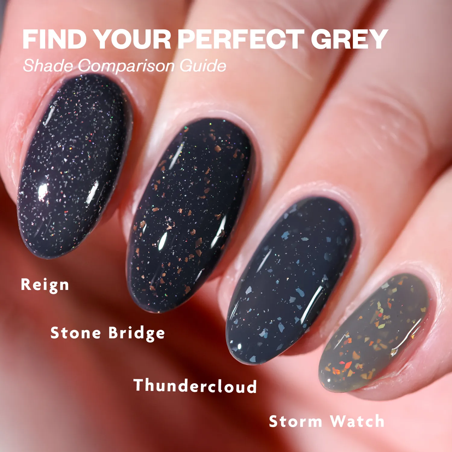 ILNP Stone Bridge nagellack grå kopparflakes