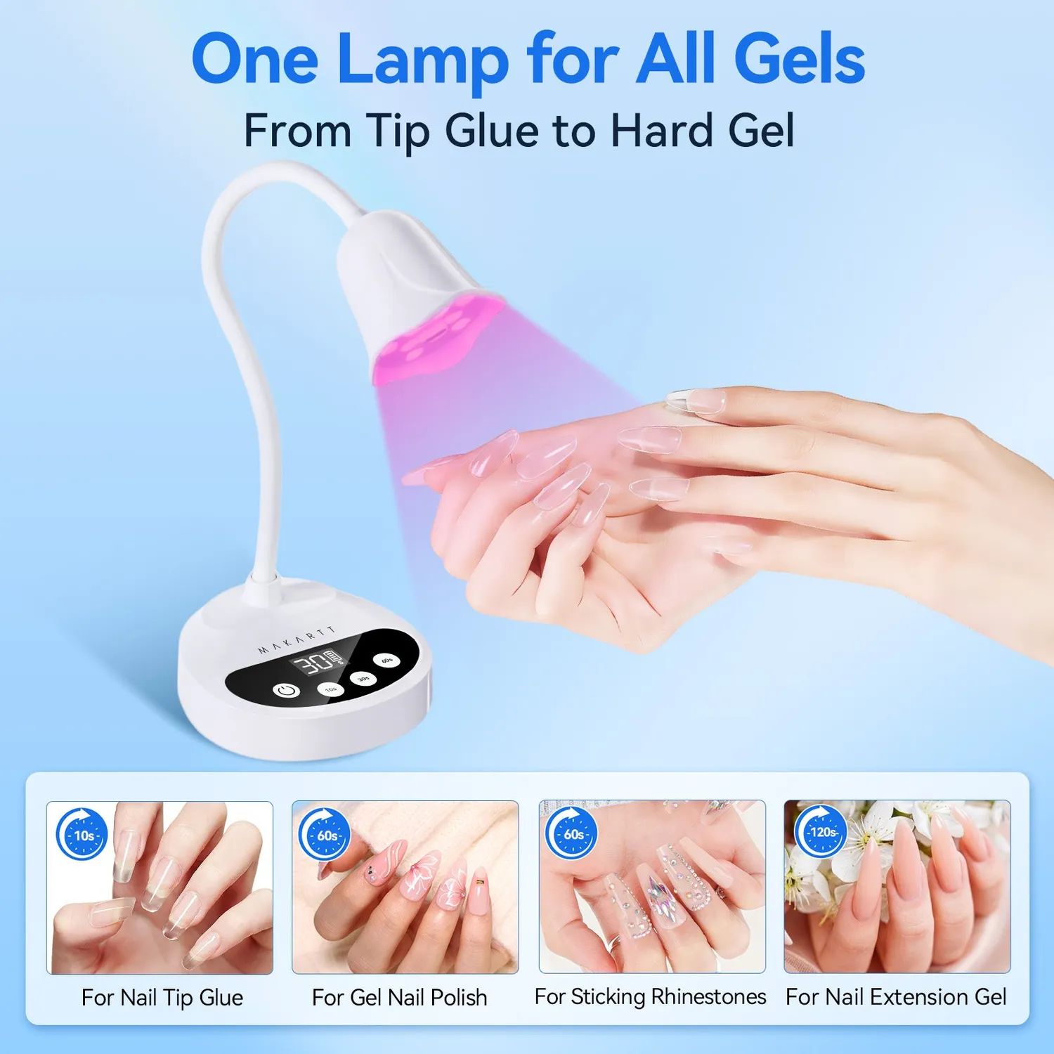 Makartt Gooseneck LED nagellampa White timer flexibel
