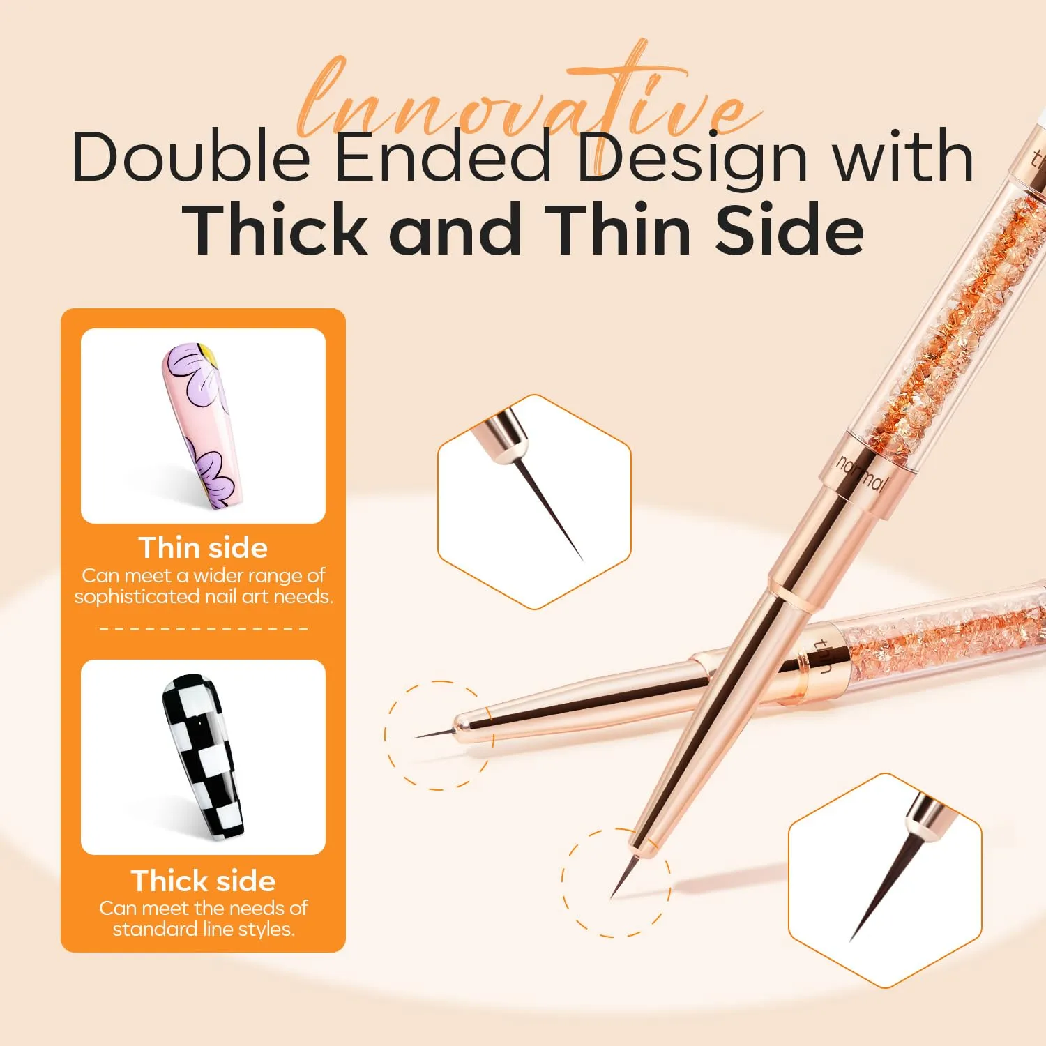 Modelones Double-Ended Liner nagelpenslar 4-pack 7–20 mm
