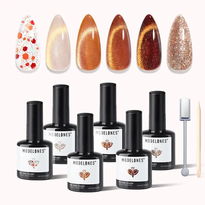 modelones Cinnamon & Cider gellackset 6-pack cat eye
