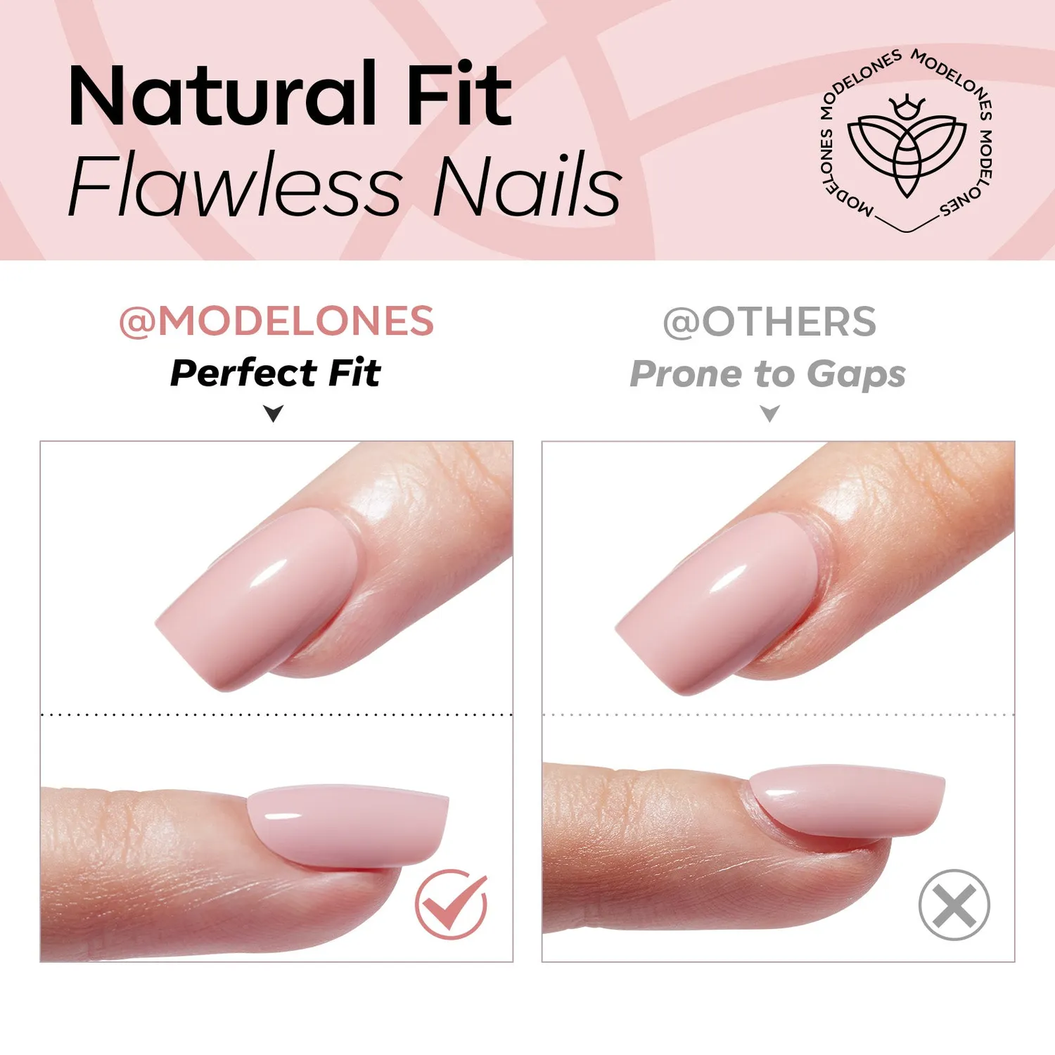 modelones Blush Halo lösnaglar rosa cat eye