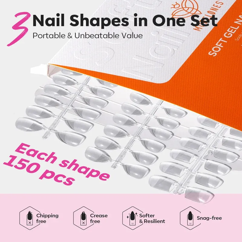 modelones Almond Square nageltippar 600-pack mix soft