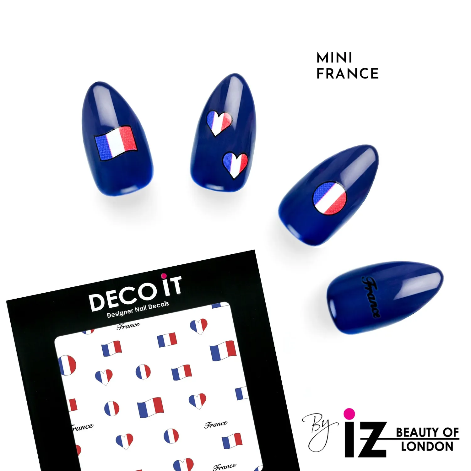 Iz Beauty MINI France Flag nageldekalar mini fransk flagga