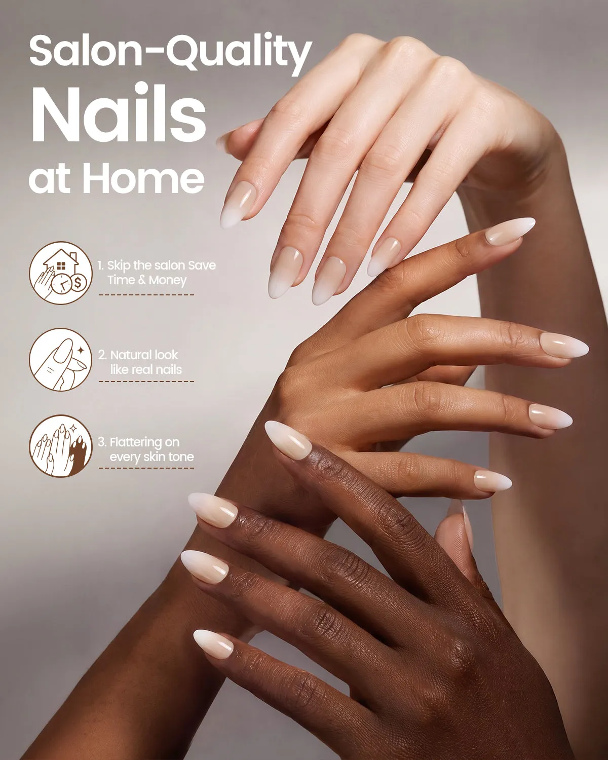 Makartt Bare Filter Press On Nails French ombré