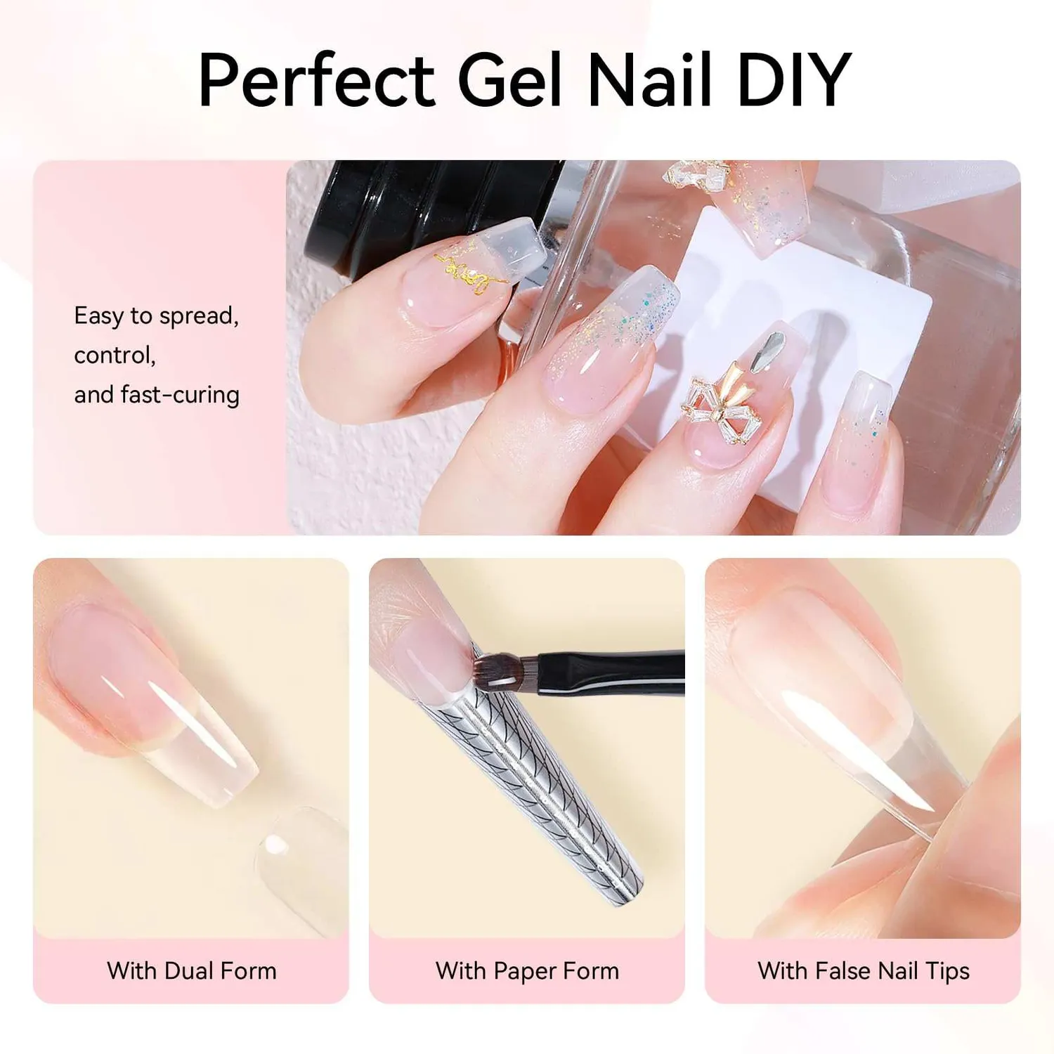 Makartt polygelset 6x15ml Clear Nude Pink bygggel
