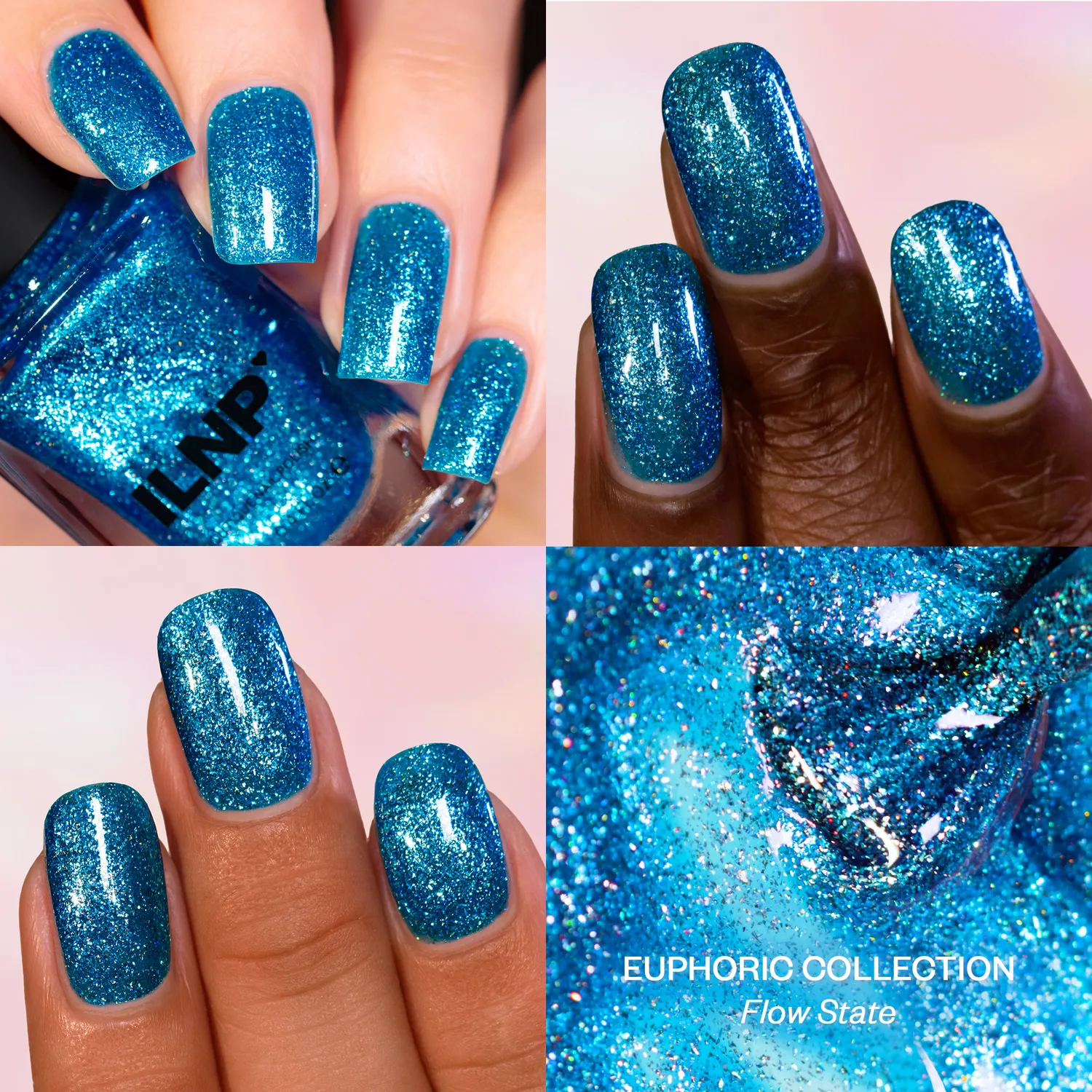 ILNP Flow State nagellack akvamarin holografisk skimmer