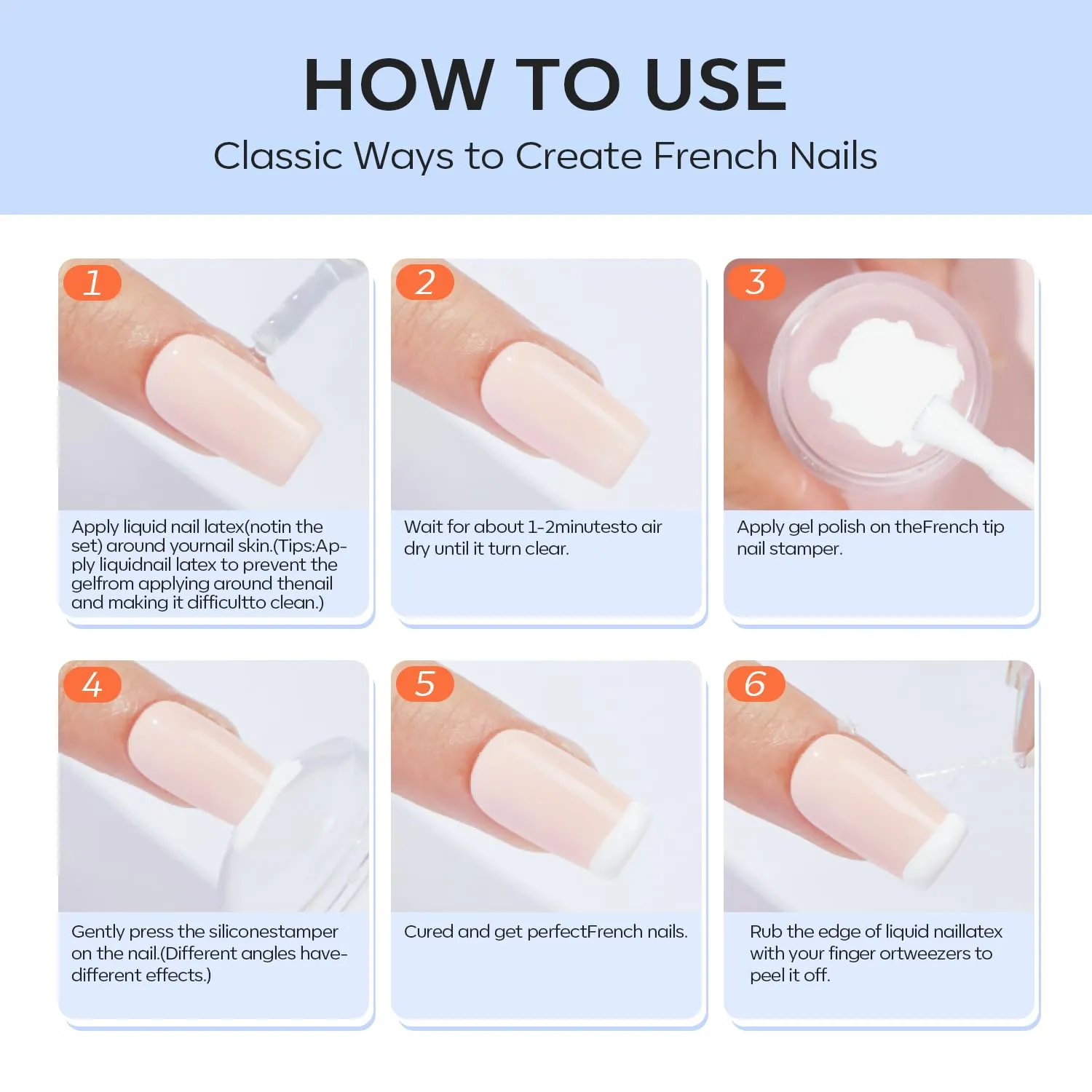 modelones French Manicure stamper set 6 delar silikon