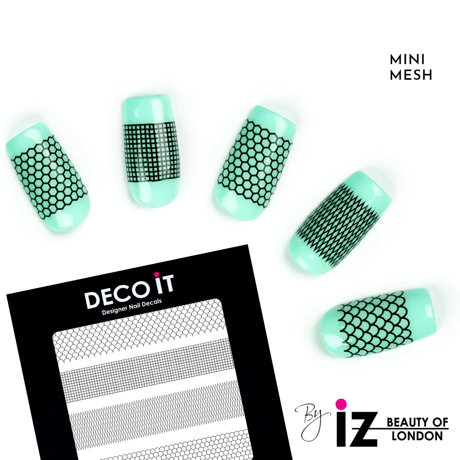 Iz Beauty Mini Mesh nageldekaler nätmönster 4-pack