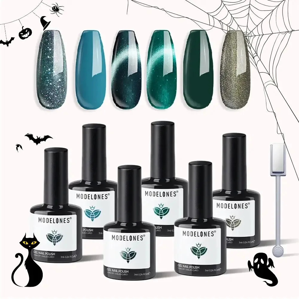 Modelones Enchanted Grove gellack 6-pack grön glitter