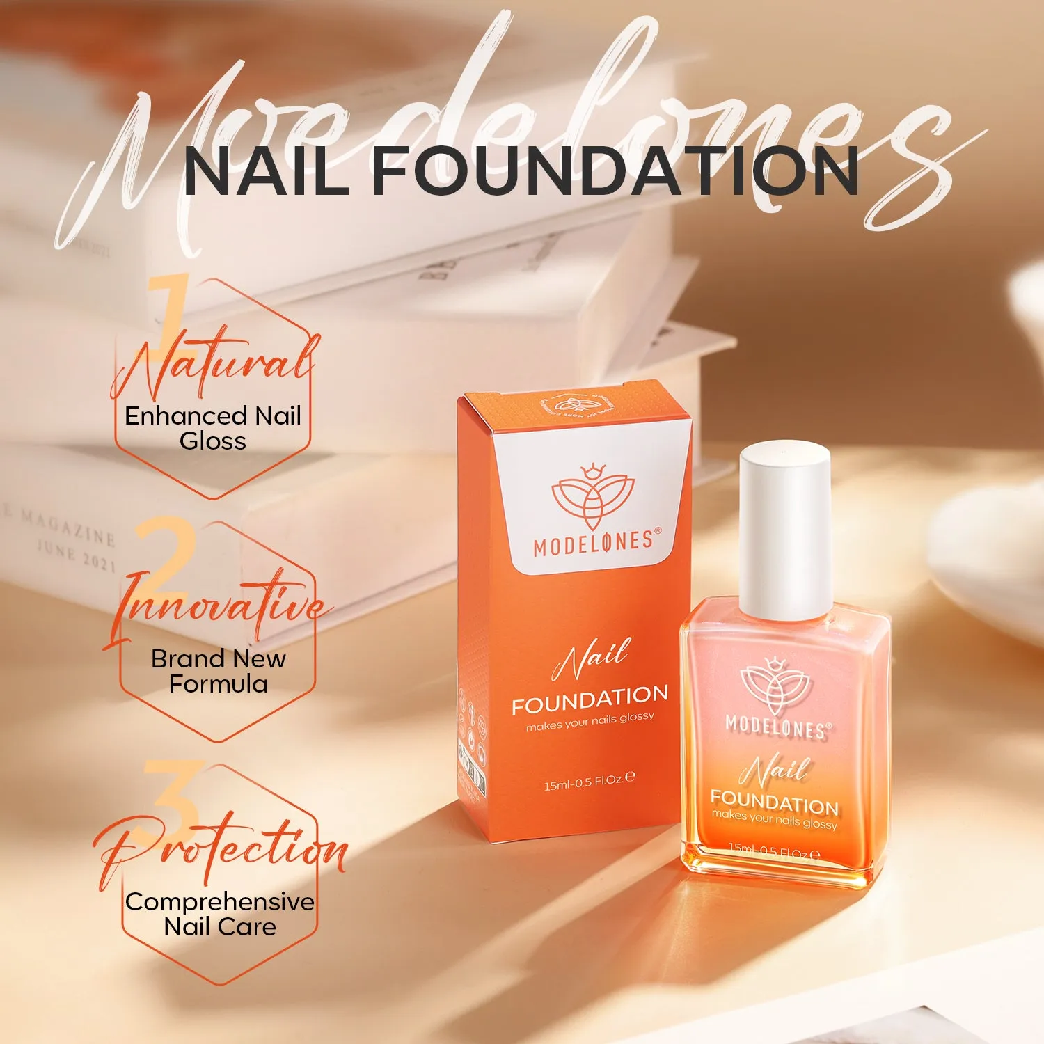 Modelones Nail Foundation nagellack Bubble Pink 15 ml