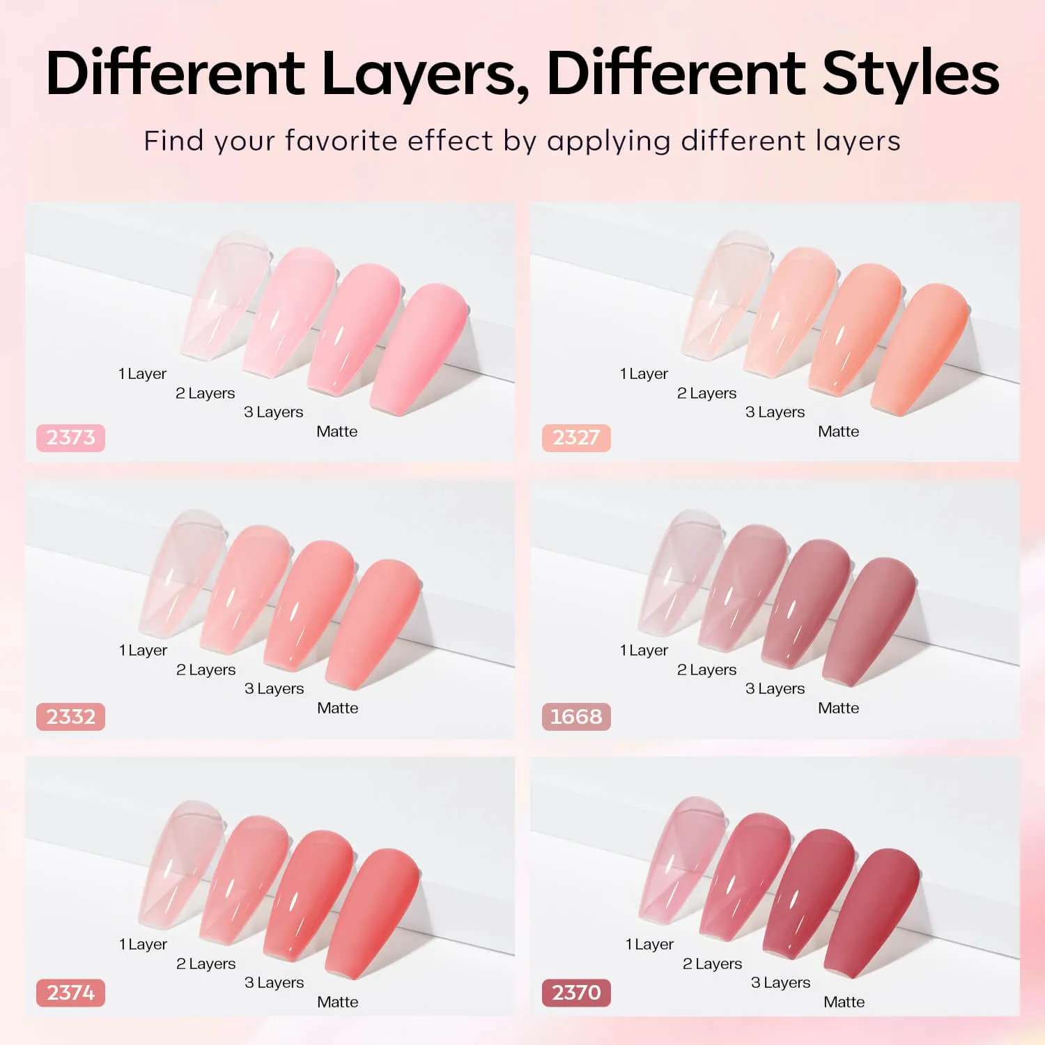 Modelones Glisten Jelly gellacksset 6 färger nude rosa