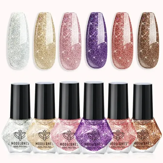 Modelones Day & Night nagellackset 6-pack – dag- och kvällsglitter