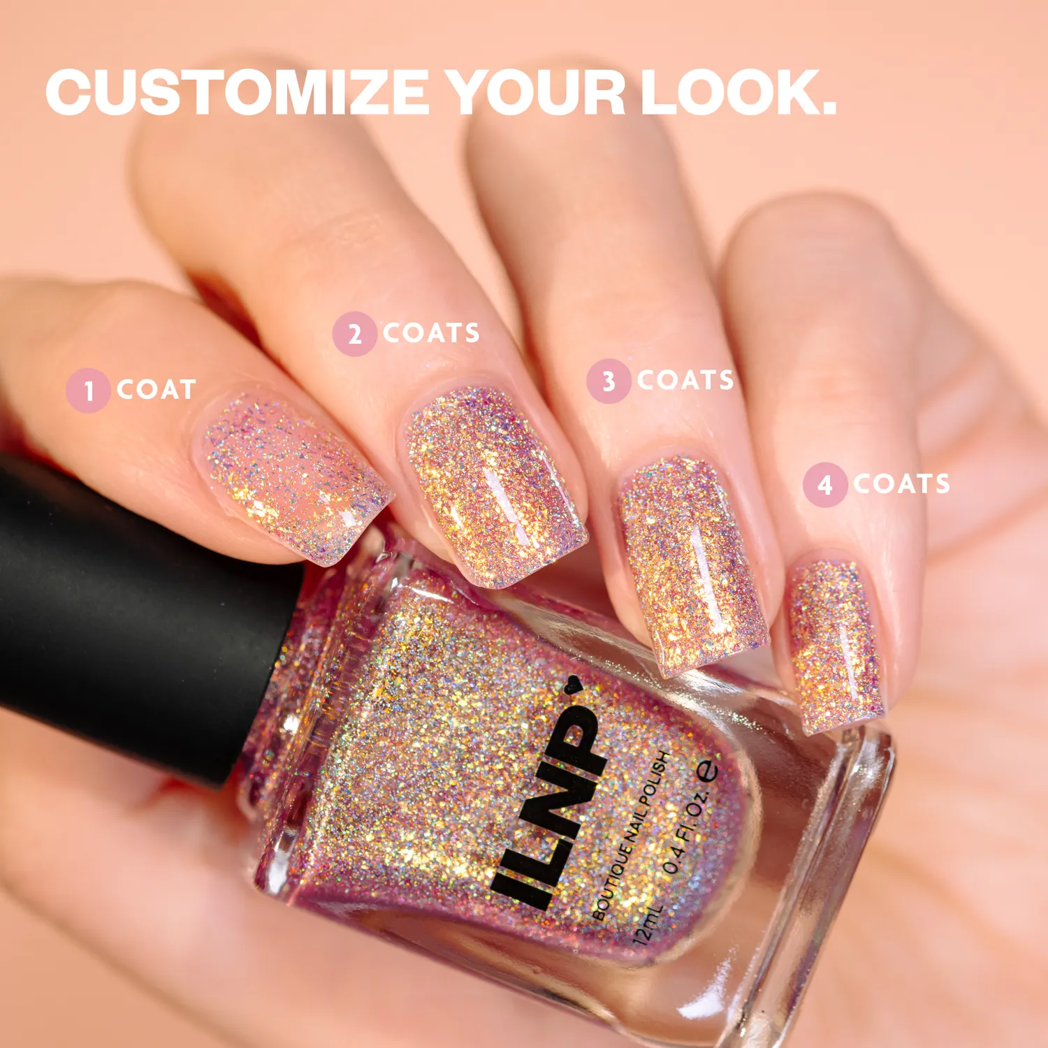ILNP Halo nagellack rosa holografiskt skimmer