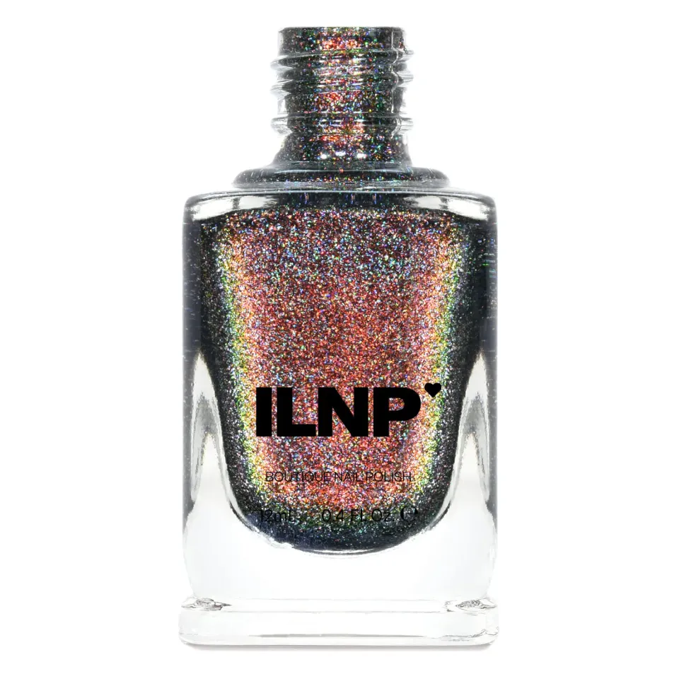 ILNP Candlelight nagellack svart orange-grönt holo