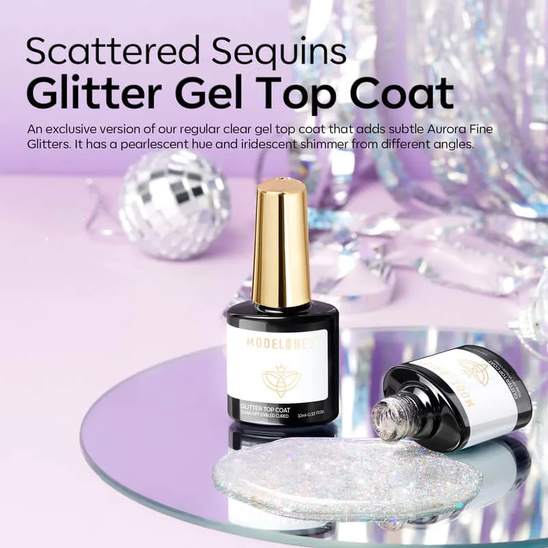 Modelones Scattered Sequins topplack glitter 10ml skyddande