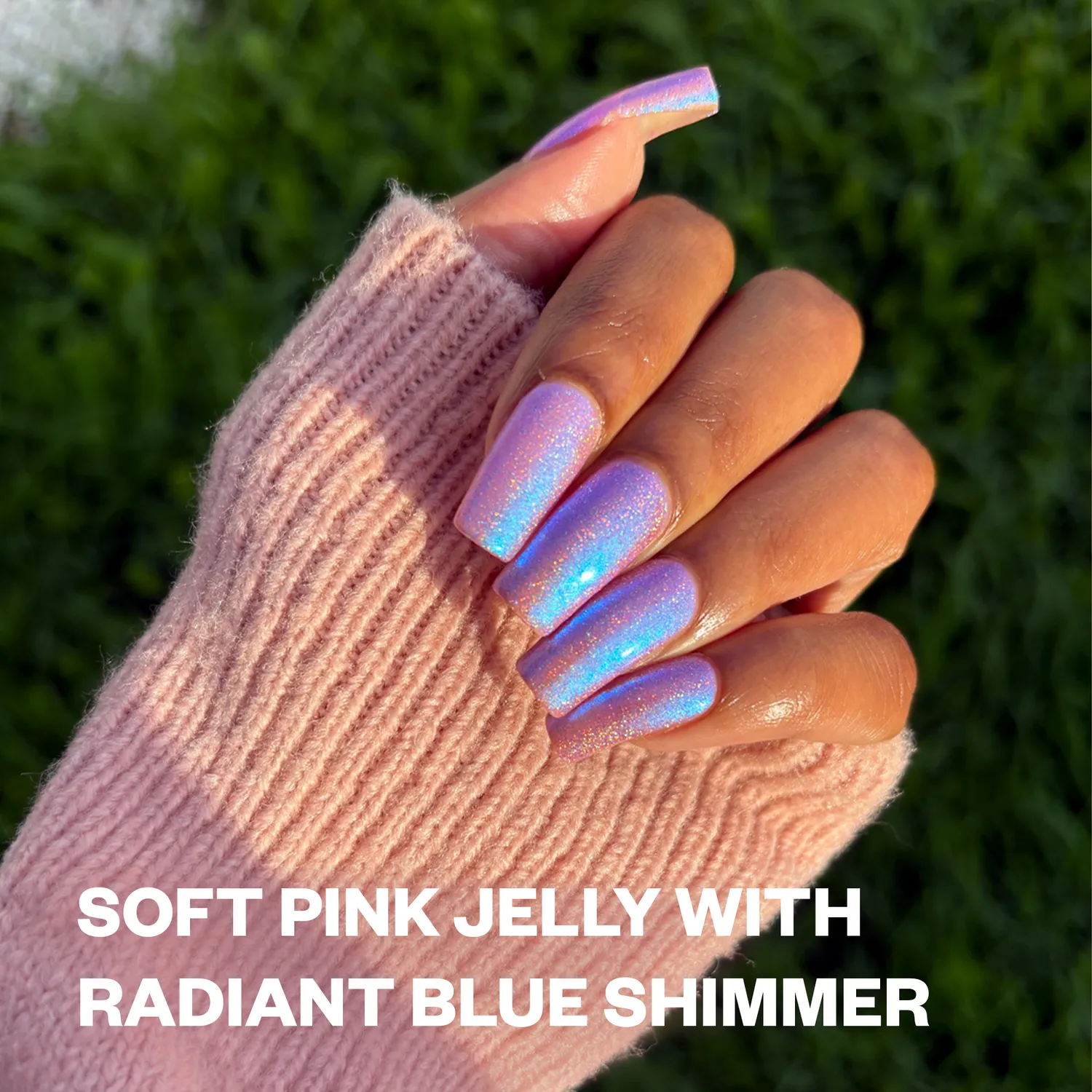 ILNP Flower Child nagellack ljusrosa jelly blått skimmer