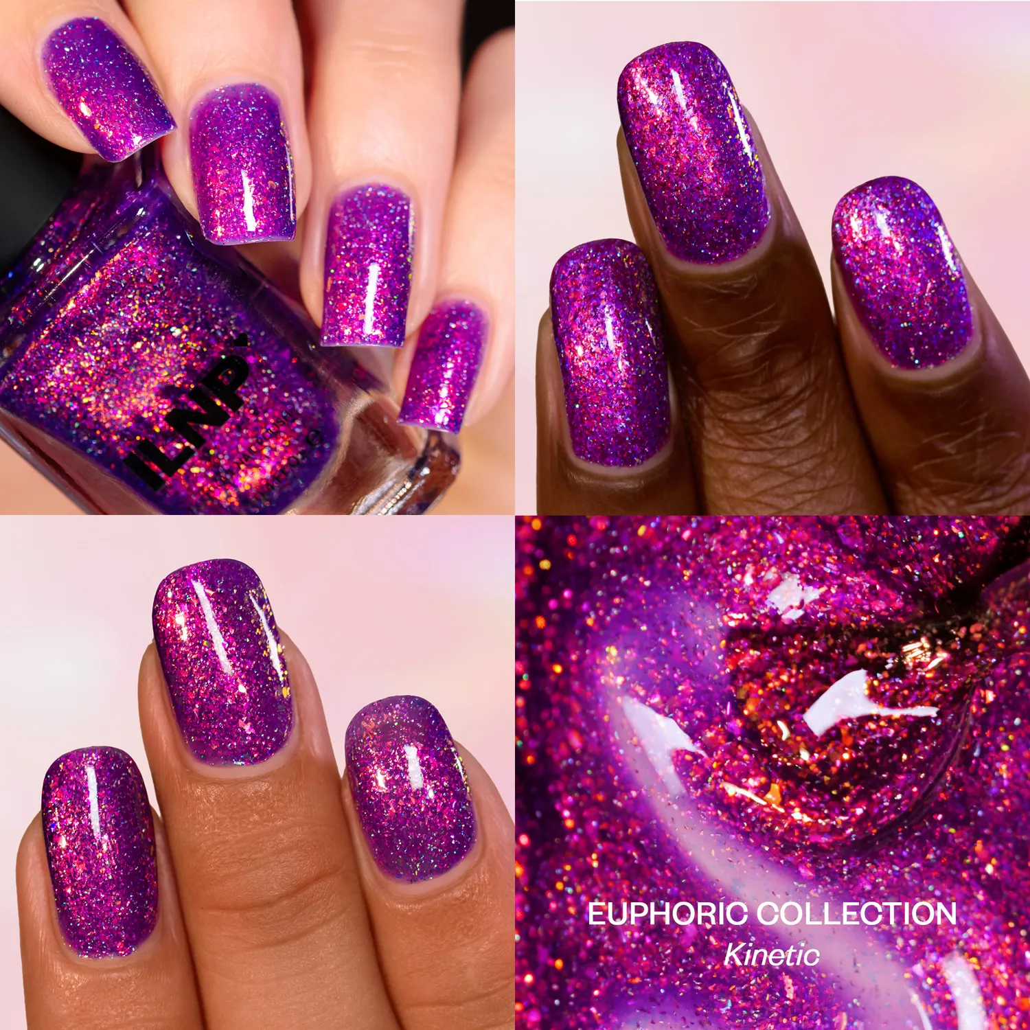 ILNP Kinetic nagellack lila rosa-grönt skimmer