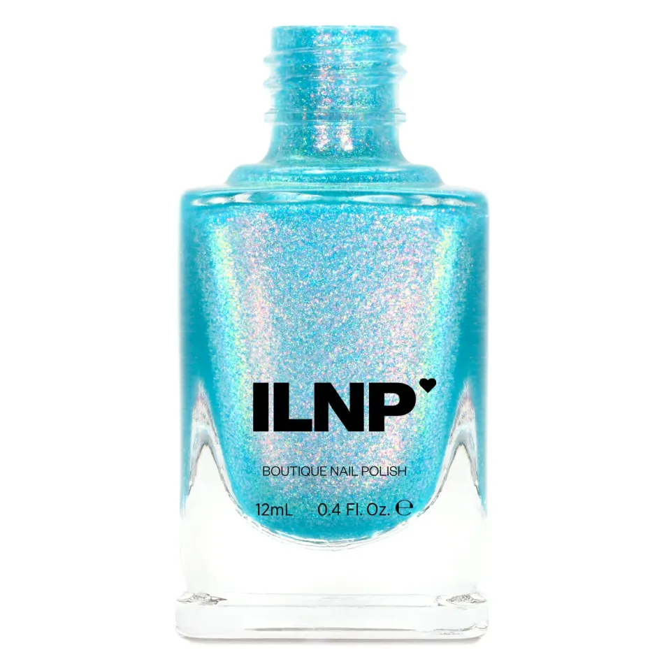 ILNP Skate Date nagellack teal jelly med orange-grönt skimmer
