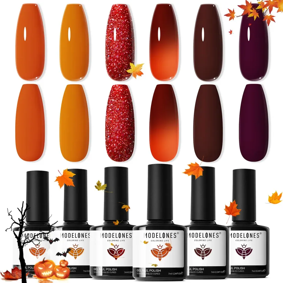 Modelones Fall gellack Brown Maple Orange Burgundy 6-pack