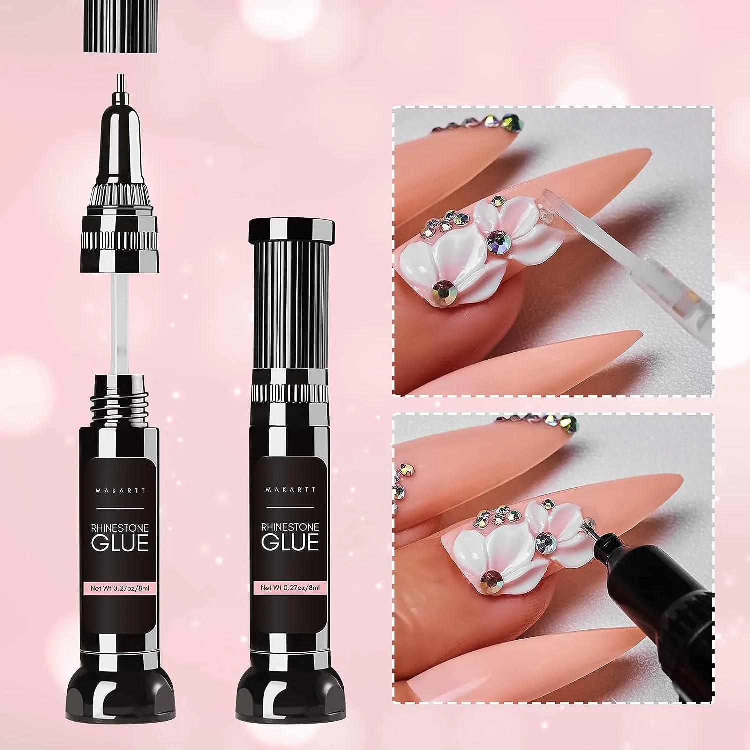 Makartt Rhinestone Glue nagellim för små stenar 2x8ml
