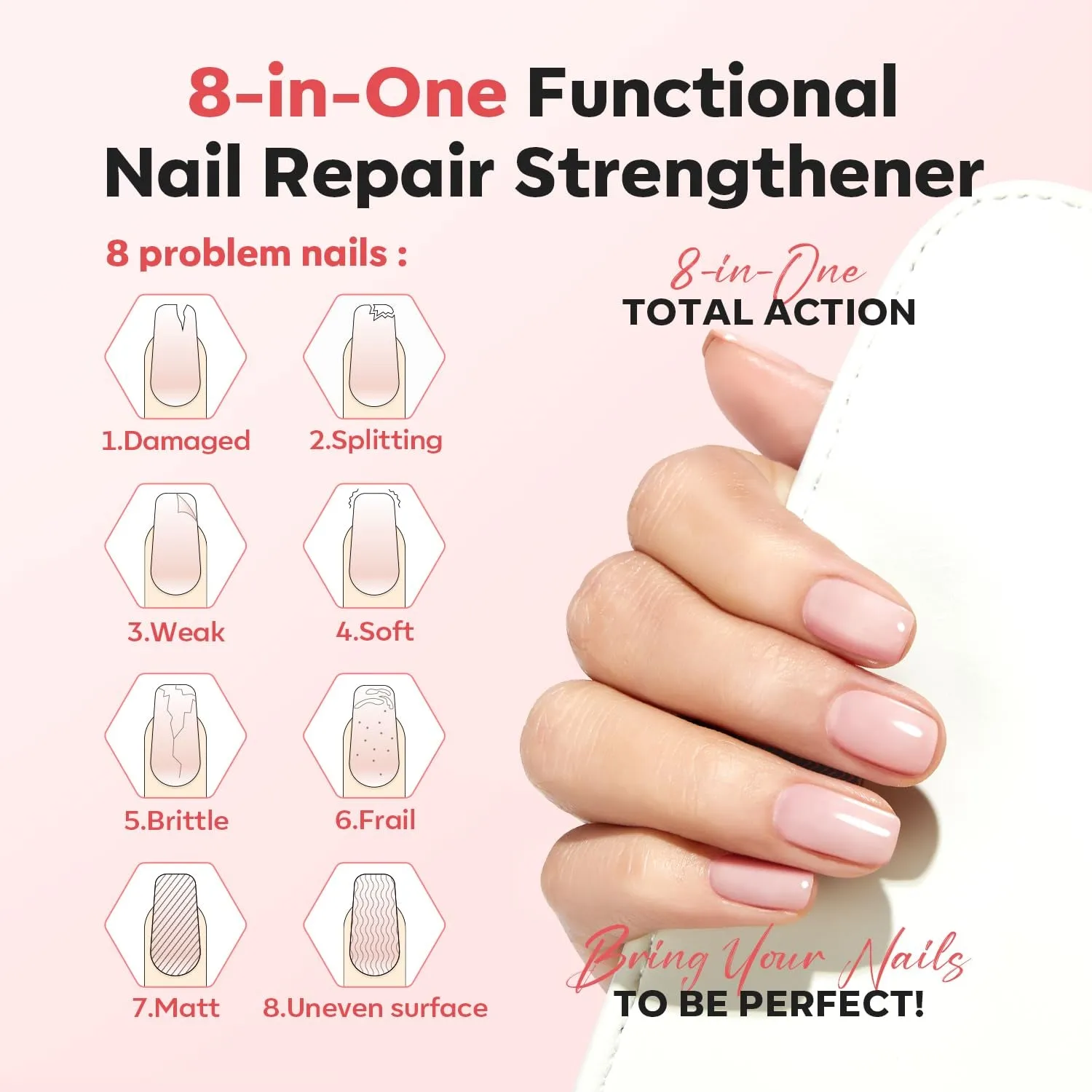 Modelones Nail Care nagelstärkare Peachy Pink utjämnande