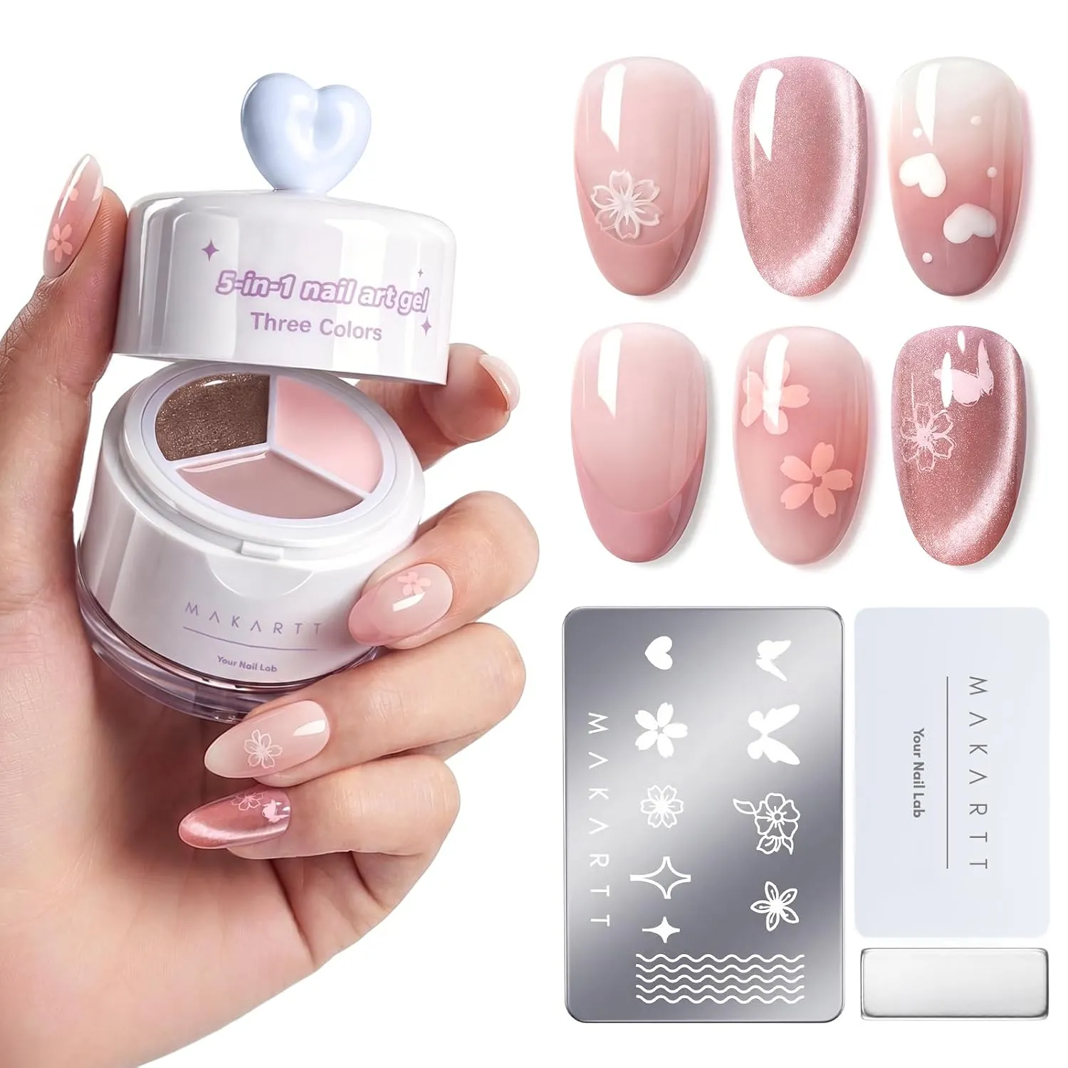 Makartt ColorPot Petal Veil nagelkit mini UV-lampa 5-i-1