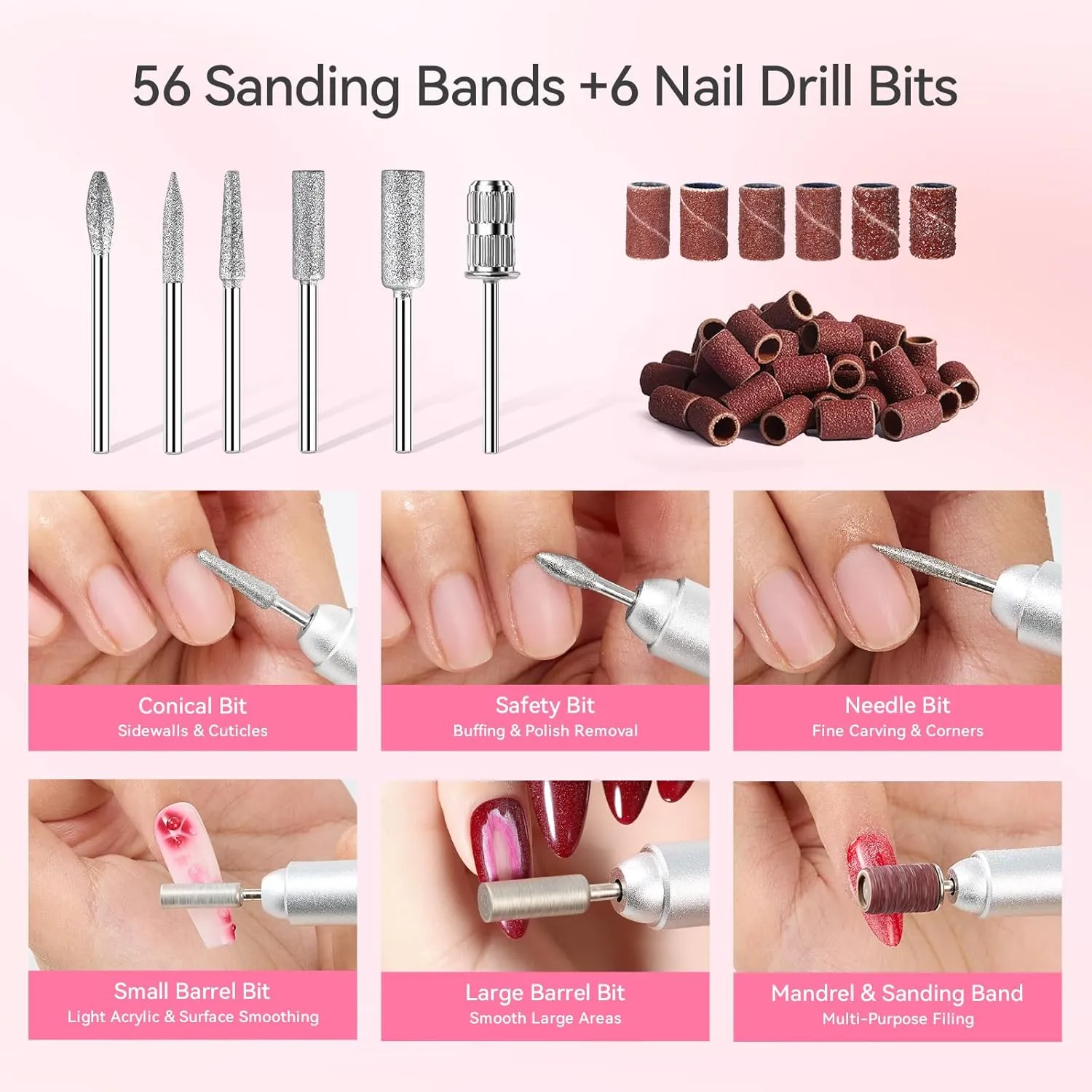 Makartt Hephaely sladdlös nagelslip rosa uppladdningsbar