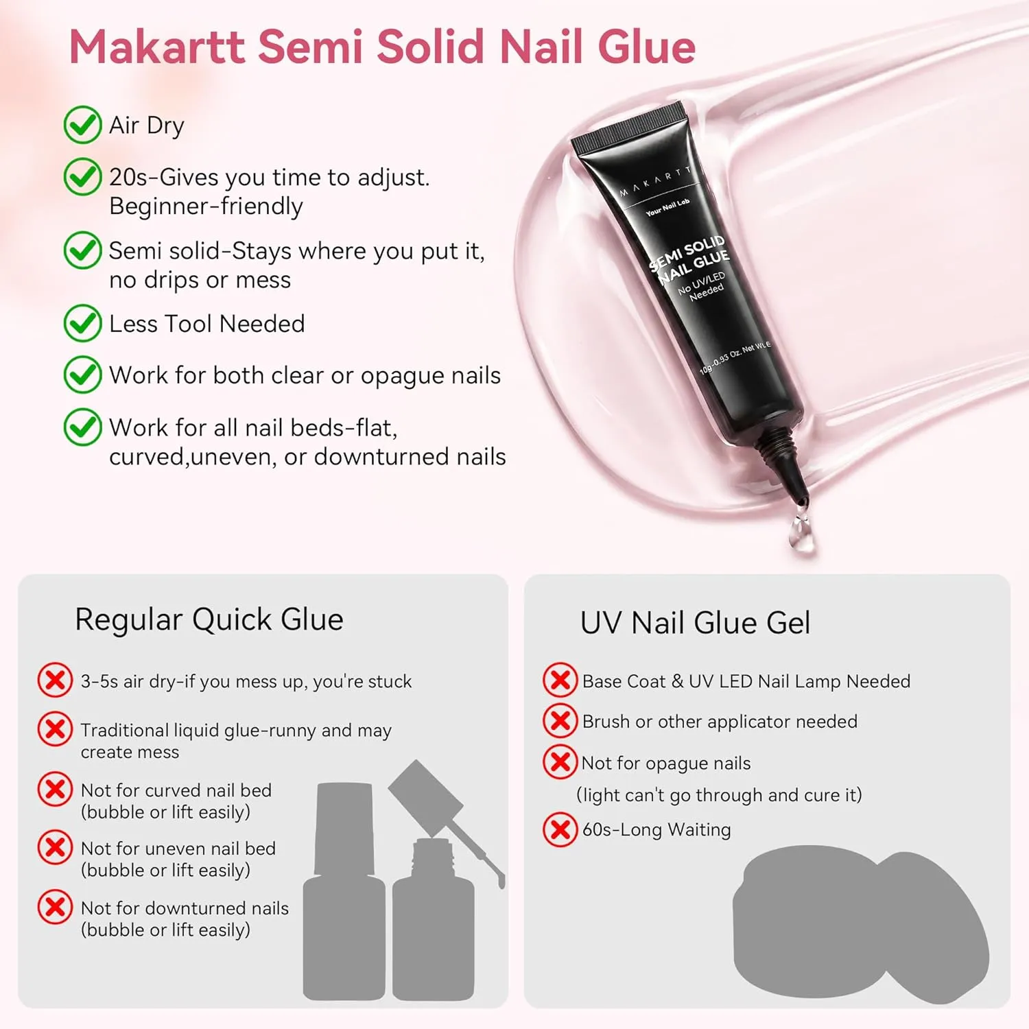 Makartt Super Strong nagellim Semi-solid Glue fäste starkt