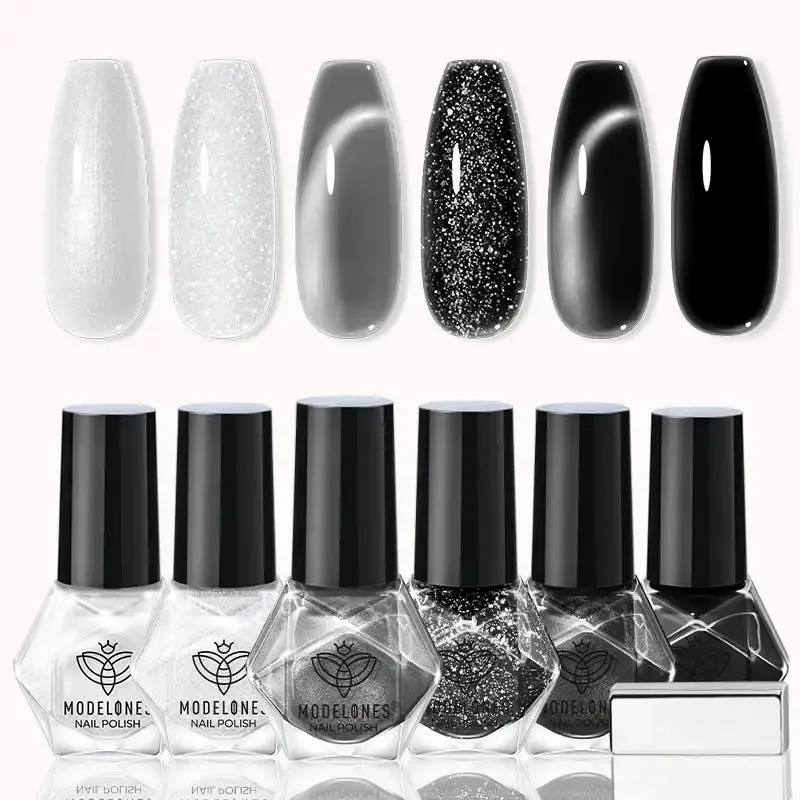 Modelones Smoke And Ice nagellacksset 6 färger cat eye