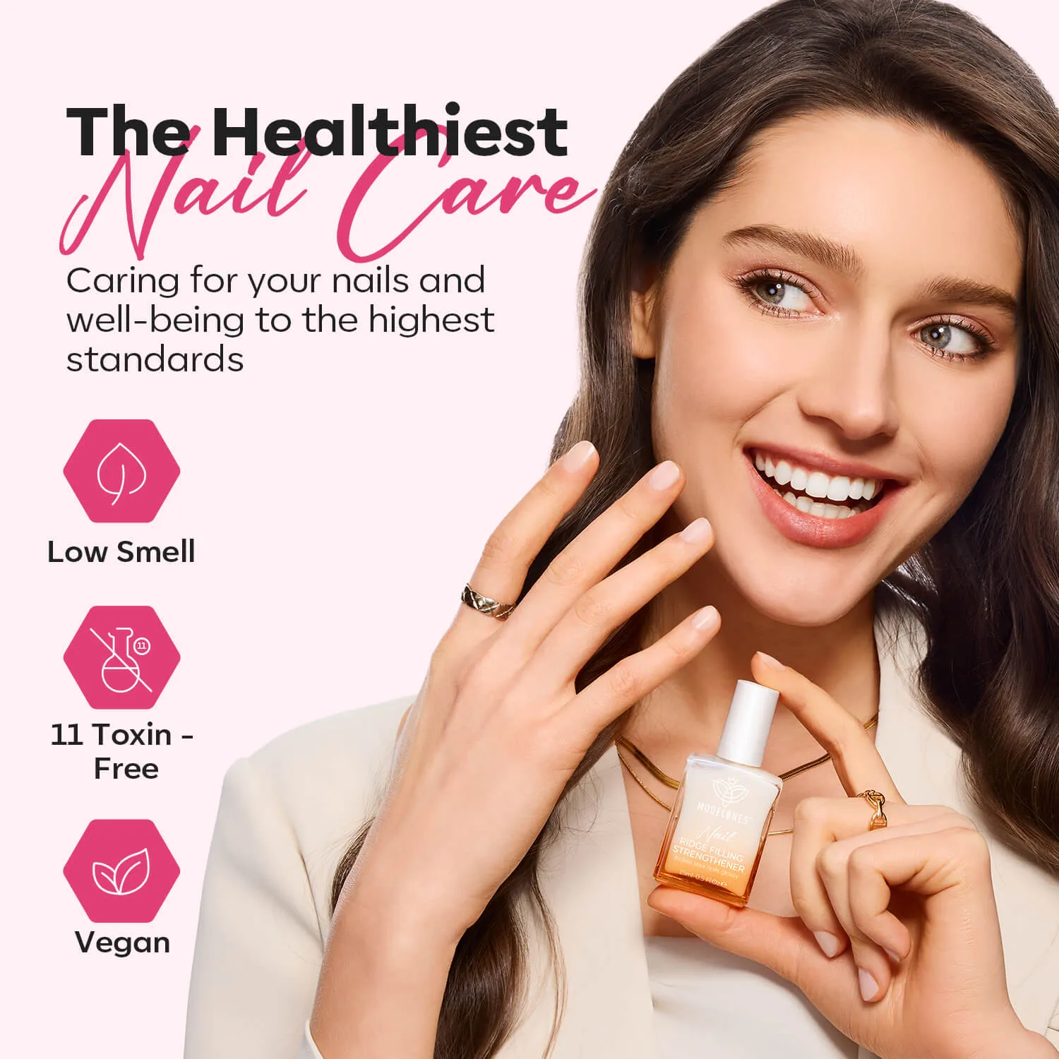 Modelones Nail Care nagelstärkare Cherry Pink rosa täckande
