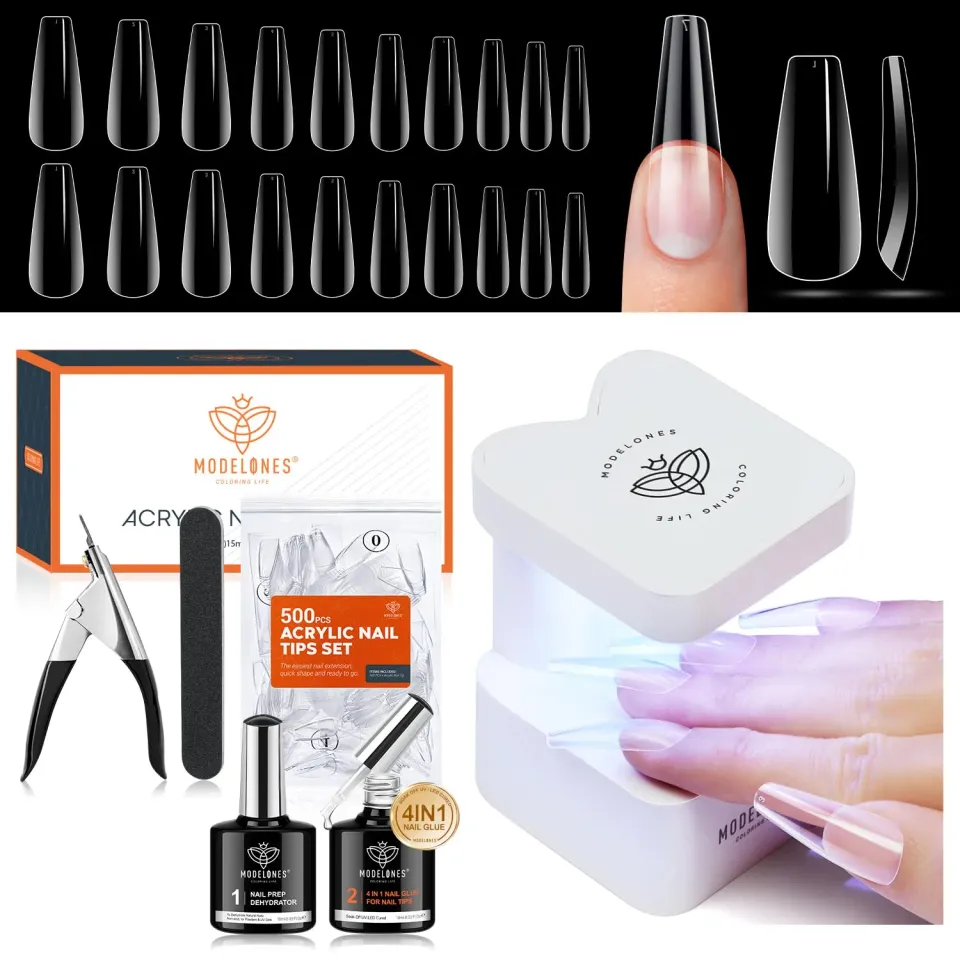 Modelones Long Coffin nagelkit lösnaglar 500-pack
