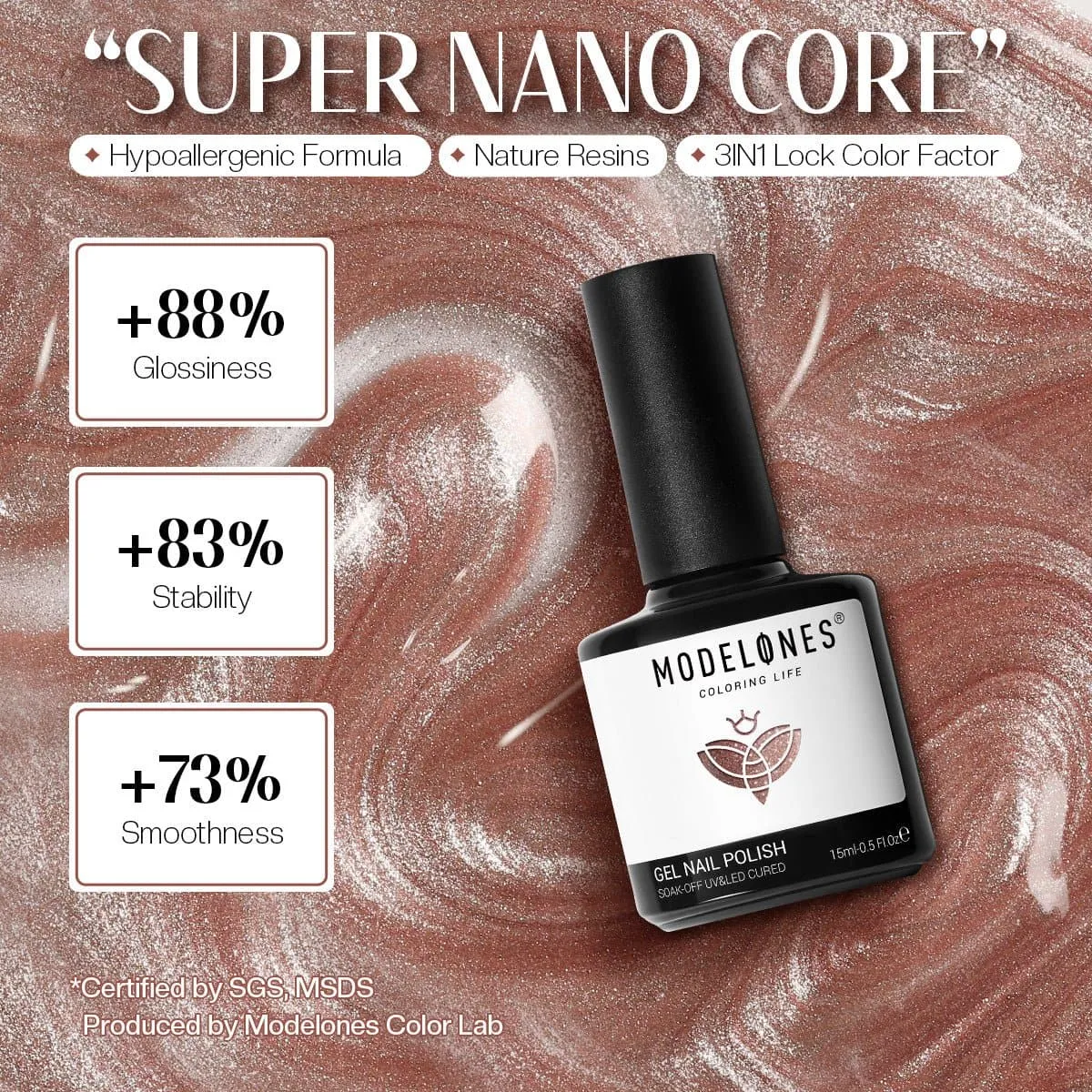 Modelones Inspire Gel Shining Charm gellack 15 ml brun shimmer