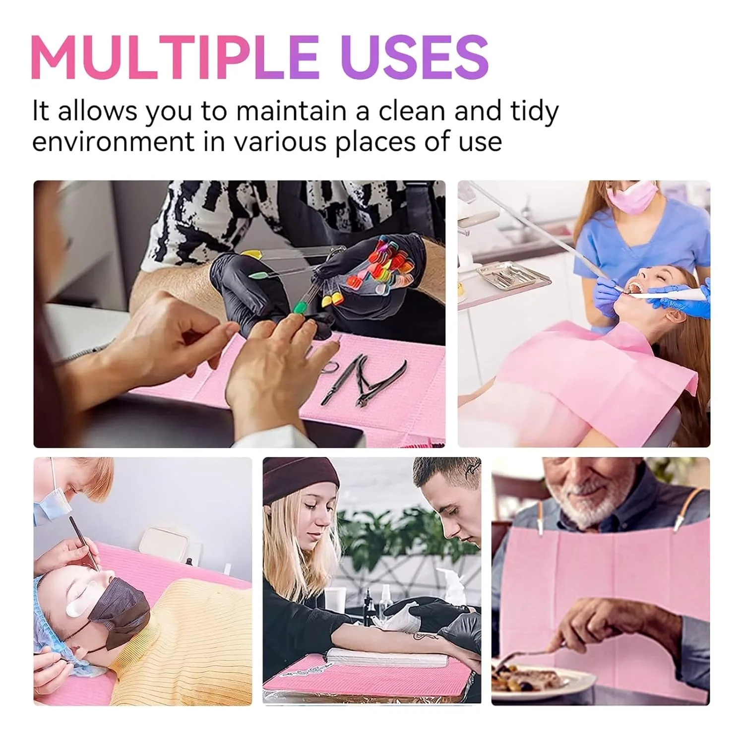 Makartt Disposable Nail Mats nagelunderlägg rosa 50-pack