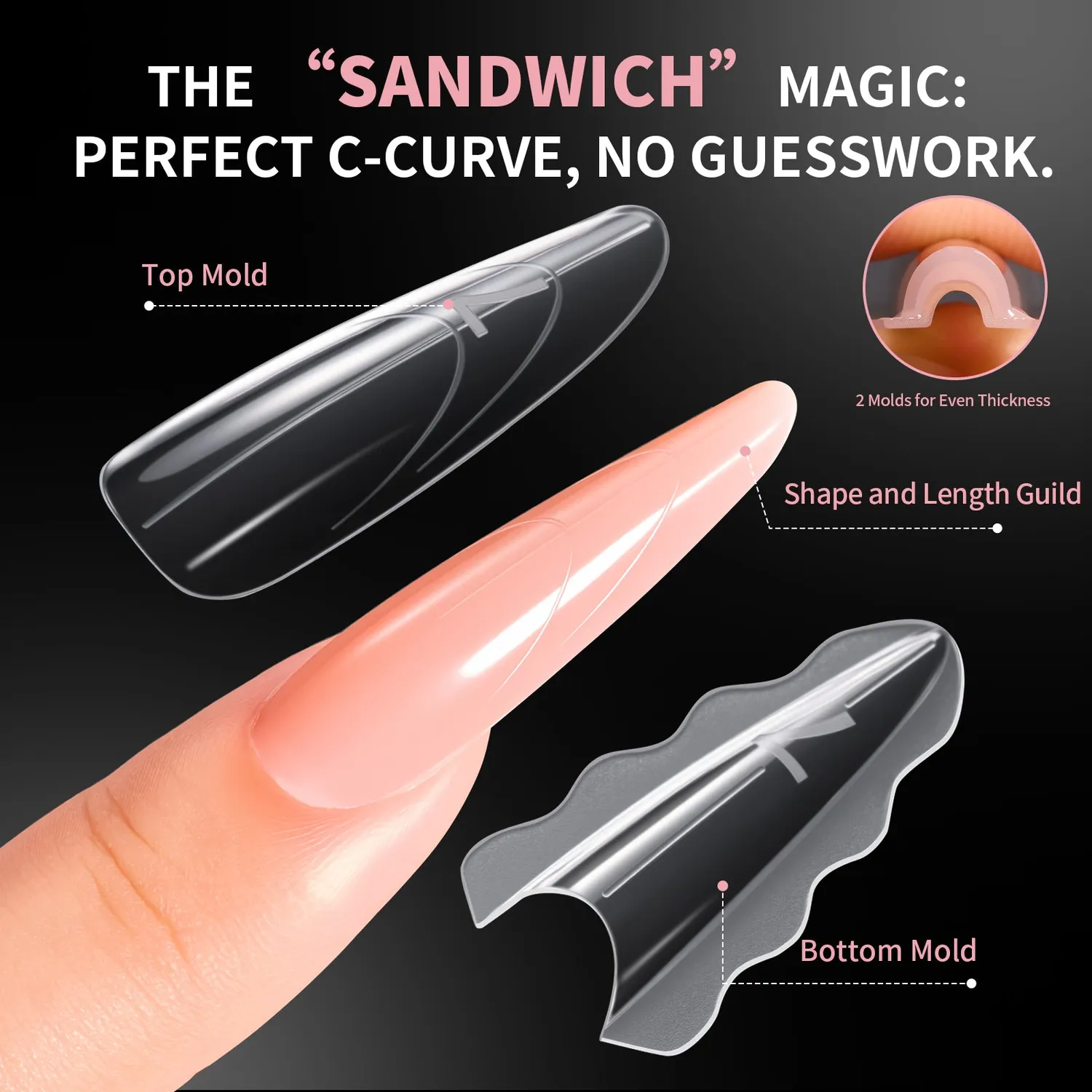 Makartt Sandwich Dualforms lång mandel 280 st flexibla