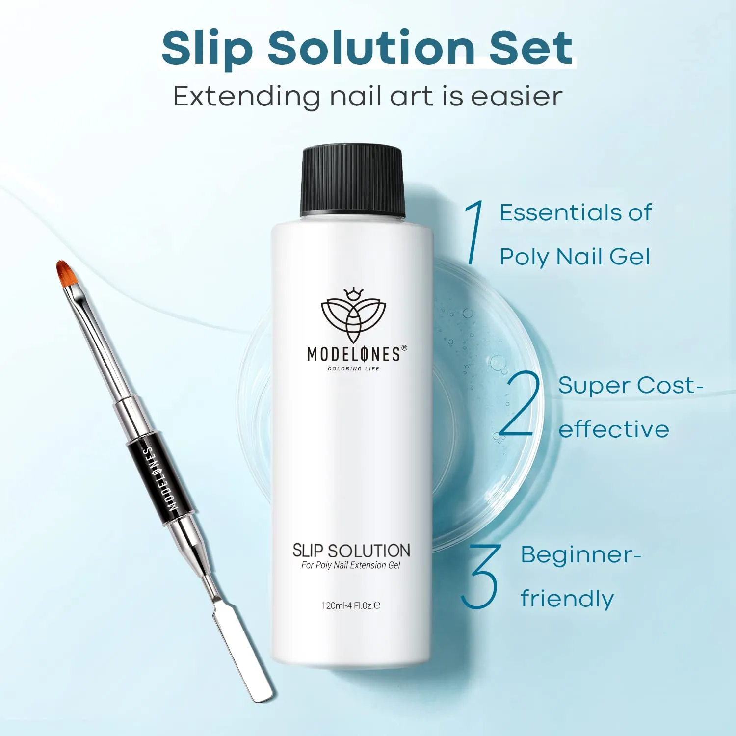 Modelones Slip Solution polygel vätska 120 ml med penselset